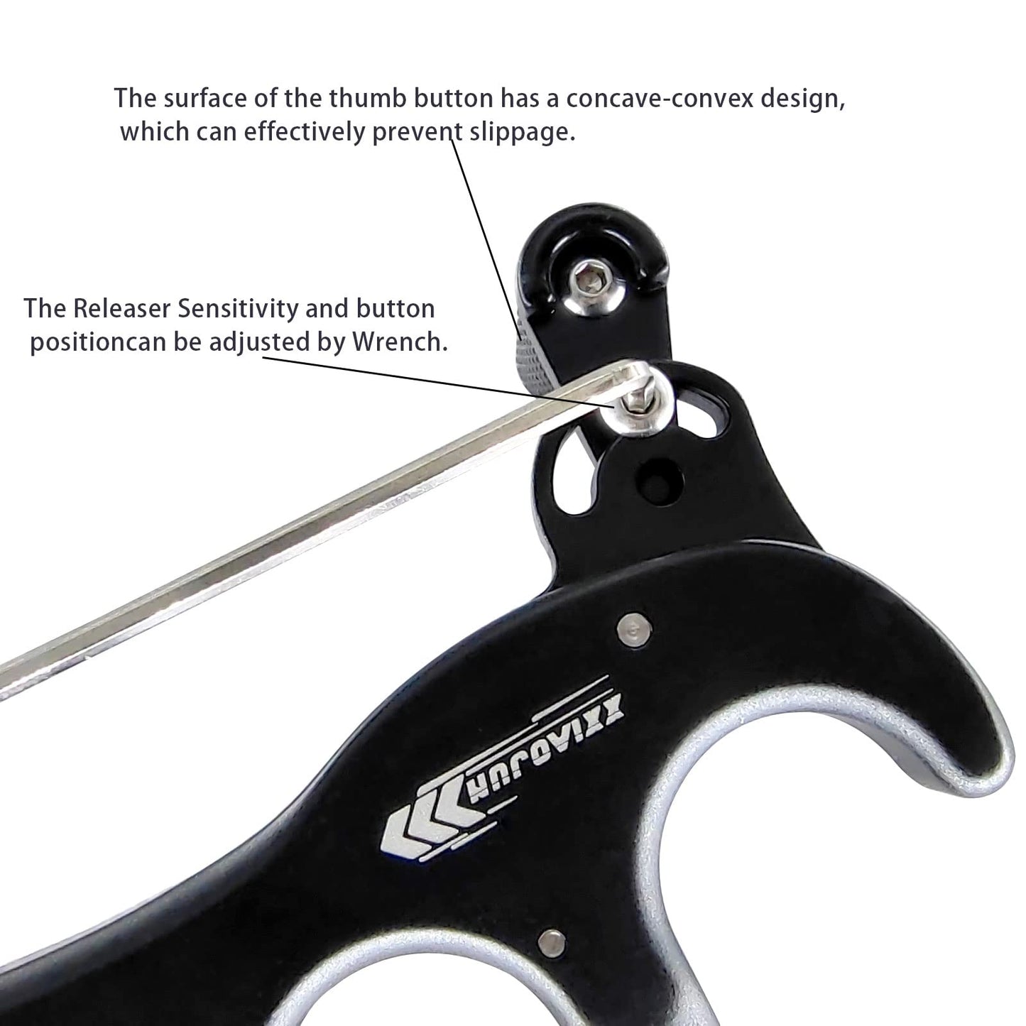 Compound Bow Aid Trigger and 10 feet D Loop Rope,4 Fingers AdjustableThumb Release Bow Aluminum Alloy Aids,for Outdoor Hunting ,Adult Archery