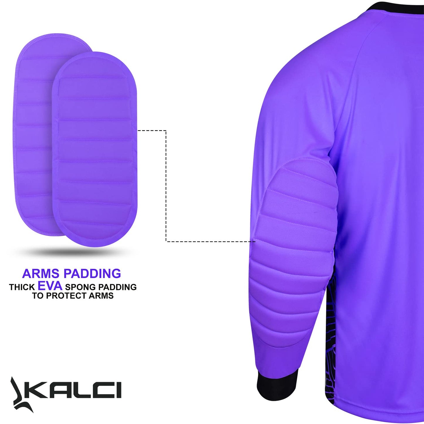 Kalci Hidden Chest Padding Soccer Goalie Jersey Youth & Adult Long Sleeves Elbow Padded Goalkeeper Shirt for Boys & Girls (Lavender - XX-Small)