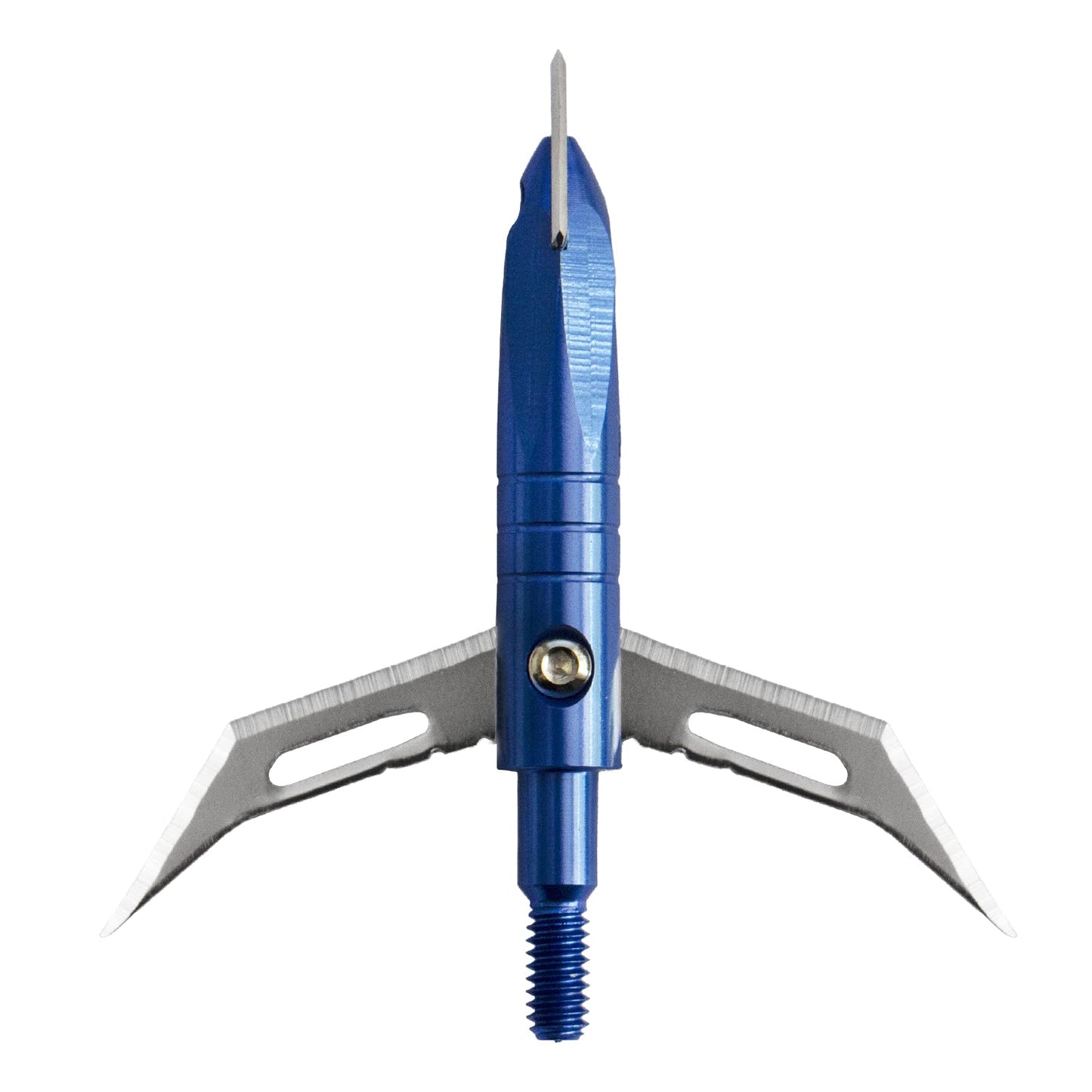 e5e10 12pcs Hunting Broadheads 100 Grain Archery Broadheads New Stell Broadheads + 1 pcs Black Broadhead Case for Arrowheads (Blue)