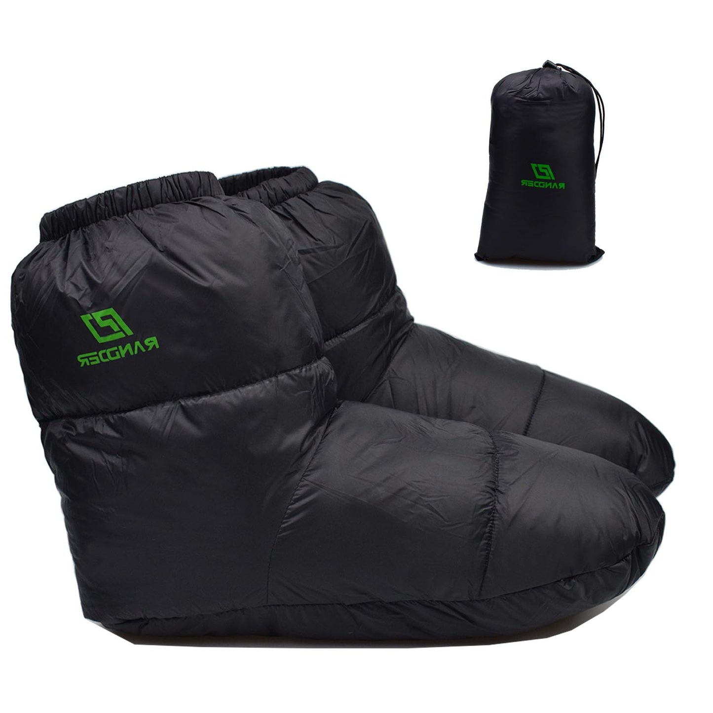 AUDIFU Down Booties Warm Socks Ultralight Sleeping Sock for Camping, Backpacking - Camp Sleeping Bag Tent Down Foot Warmer for Men & Women (Black, Medium)