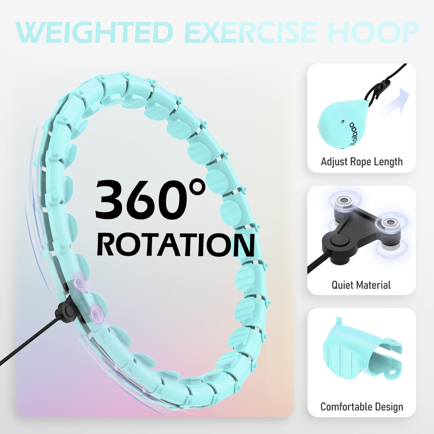 JLoibao Weighted Hula Circle with 24 Links for Adults Weight Loss, Infinity Fitness Hoop Plus Size, for Women Smart Exercise Equipment