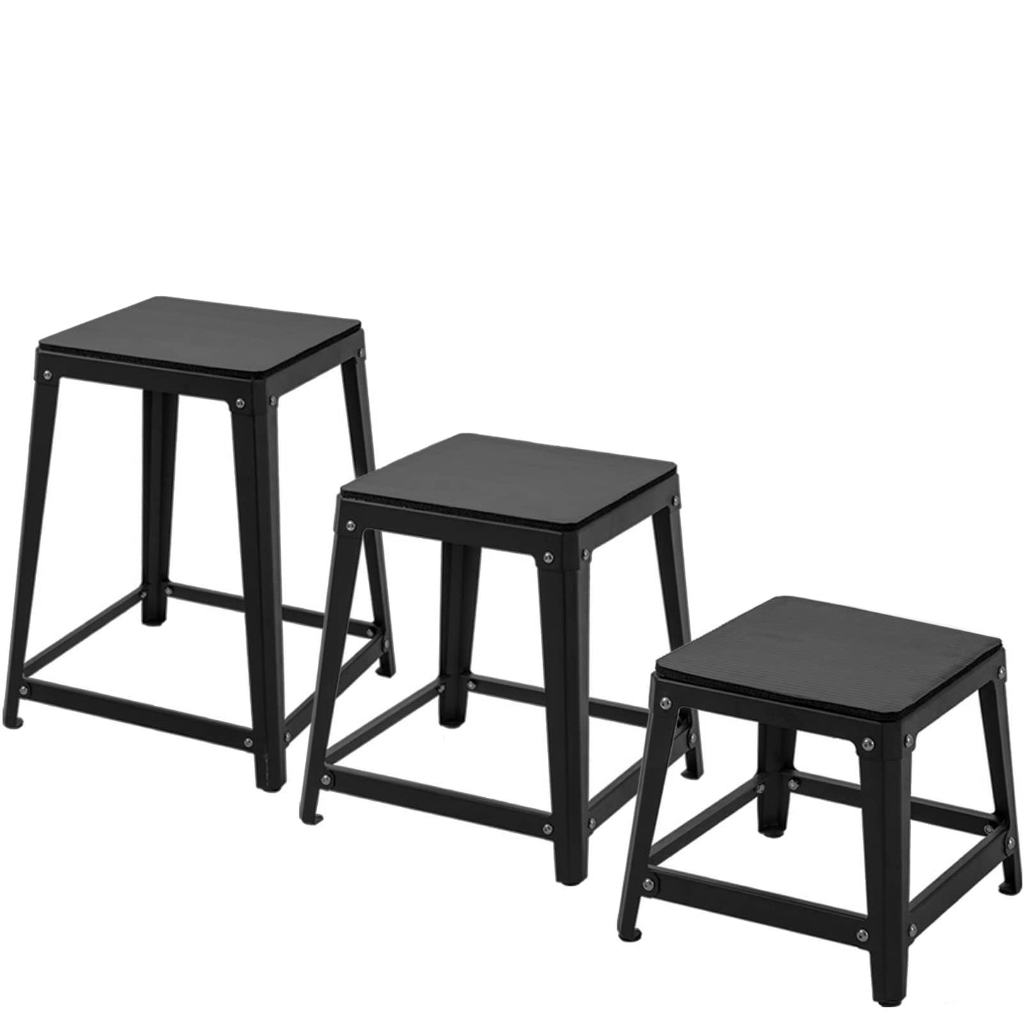 GUDESEN Plyometric Boxes 12/18/24 Inch Steel Plyo Box Fitness Exercise Jump Box for Home Gym Plyometric Jumping Exercises/Black