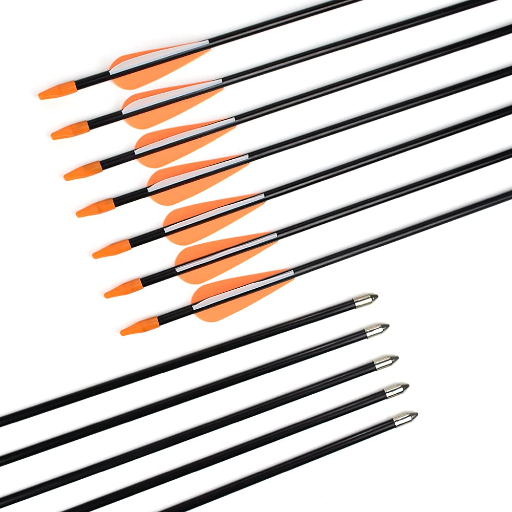 Archery Practice Fiberglass Arrows 30 Inch Target Shooting Safetyglass Recurve Bows Suitable for Youth Children Woman Beginner 12PCS