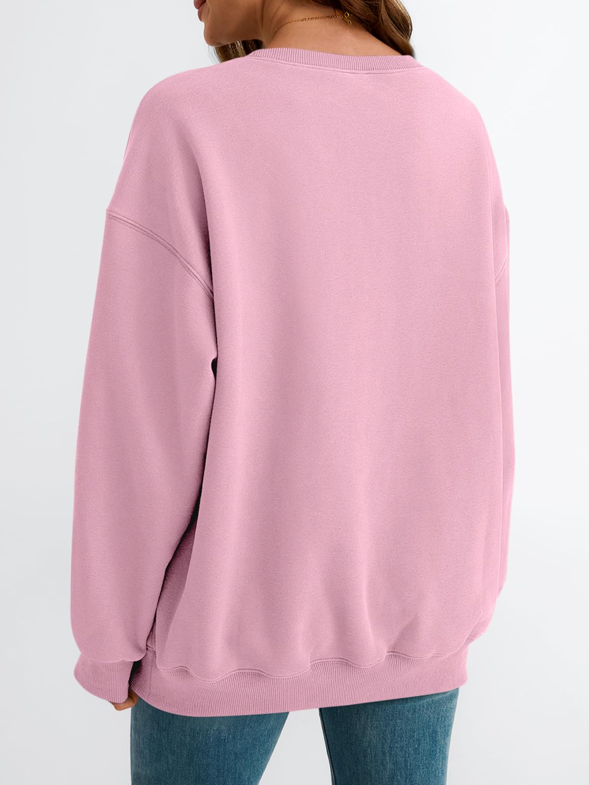 EFAN Womens Oversized Sweatshirts Crewneck y2k Hoodies Fall Fashion Outfits Teen Girls Cute Sweater 2024 Winter Clothes LightPink S