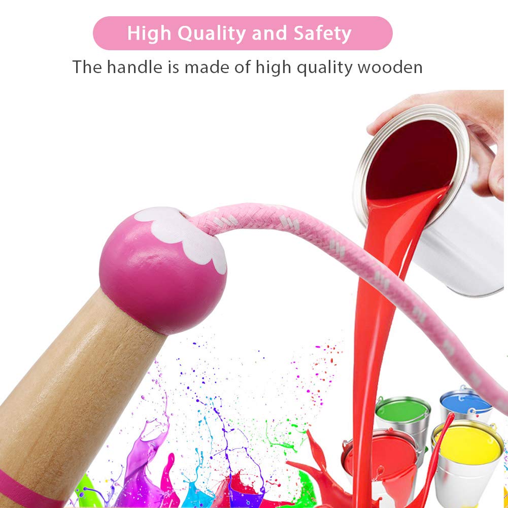 Jump Rope Kids, 7ft Adjustable Cotton Skipping Rope with Wooden Handle for Boys and Girls Fitness Outdoor Exercise(Pink)