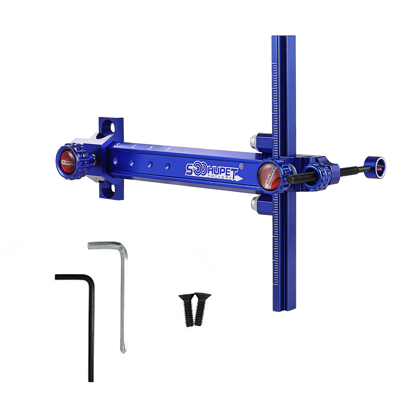 Upgraded 6 Inch Archery Recurve Bow Sight, SOOHUPET Accessories T Shape Archery Shooting Target Sight Adjustable Bowsight with Optical Fiber Pin Sight for Target Practice (Blue)