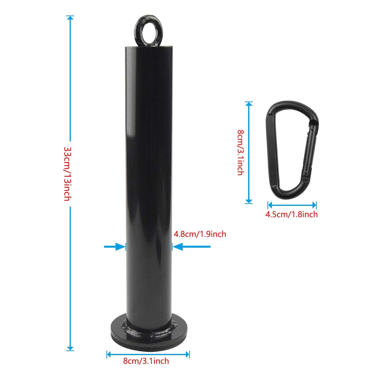 LFJ Weight Loading Pin with Carabiner fit 1 inch and 2 inch Olympic Weight Plate for Cable Pulley System LAT Pulldown (Olympic Plates Loading Pin)
