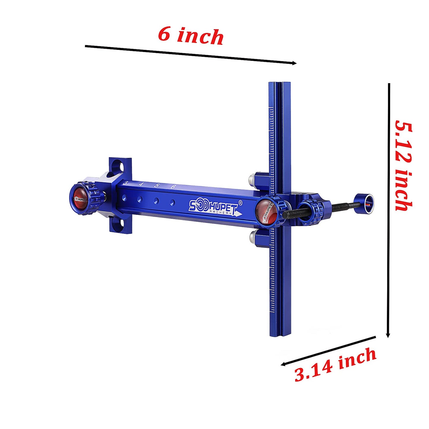 Upgraded 6 Inch Archery Recurve Bow Sight, SOOHUPET Accessories T Shape Archery Shooting Target Sight Adjustable Bowsight with Optical Fiber Pin Sight for Target Practice (Blue)