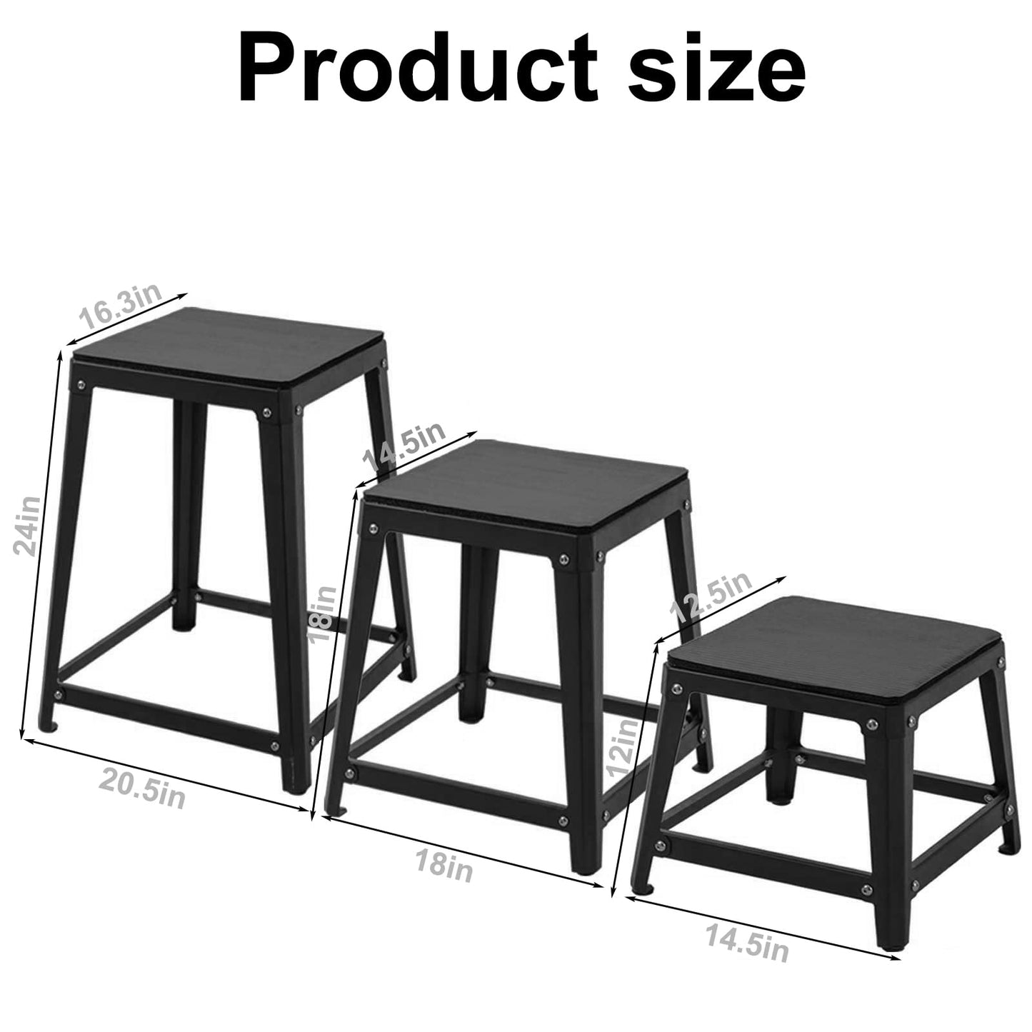 GUDESEN Plyometric Boxes 12/18/24 Inch Steel Plyo Box Fitness Exercise Jump Box for Home Gym Plyometric Jumping Exercises/Black