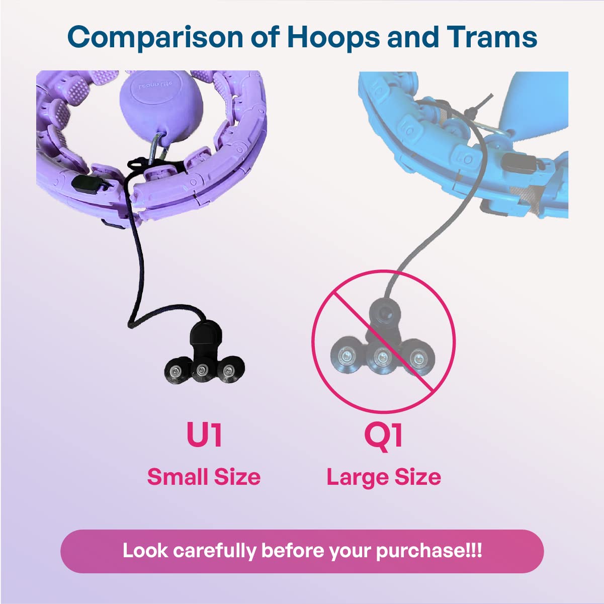 Leann L!fe Replacement Tram Wheels with Rope and Clip for Our U1 Type Weighted Hula Hoop for Adults Weight Loss, Exercise Equipment, Part for Infinity Hoop Plus Size, Small Size
