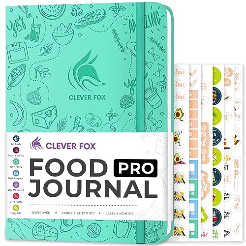 Clever Fox Food Journal Pro – Diet & Wellness Planner for Women & Men – Weight Loss Diary with Calorie Tracker – Food Log for Tracking Meals, Exercise & Weightloss - Undated, 7" x 10" Turquoise