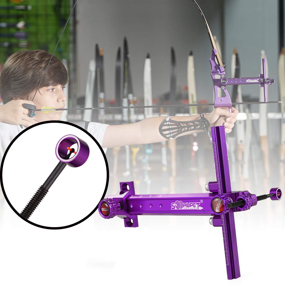 Upgraded 6 Inch Archery Recurve Bow Sight, SOOHUPET Accessories T Shape Archery Shooting Target Sight Adjustable Bowsight with Optical Fiber Pin Sight for Target Practice (Blue)