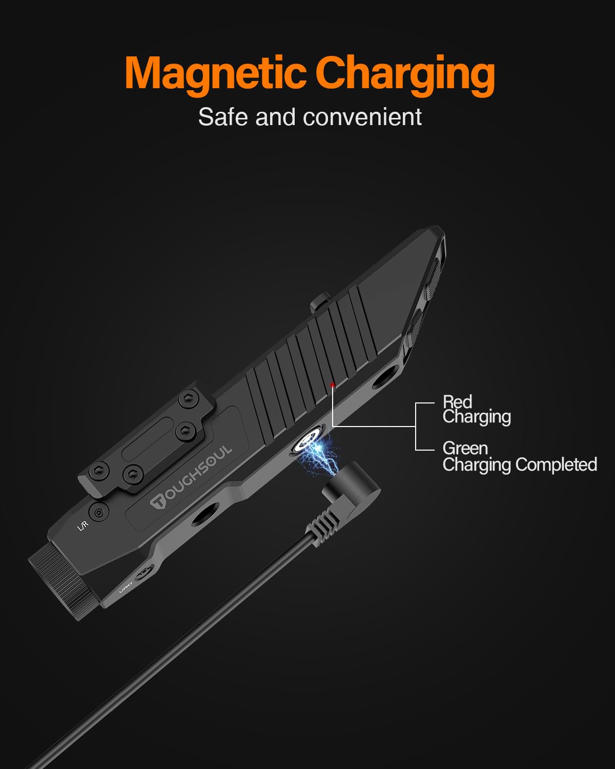 TOUGHSOUL Mlok Picatinny 2 in 1 Tactical Flashlight with Blue Laser Sight Combo, Body Material Polymer 1450 Lumen Light with Rechargeable Battery (Blue Laser)