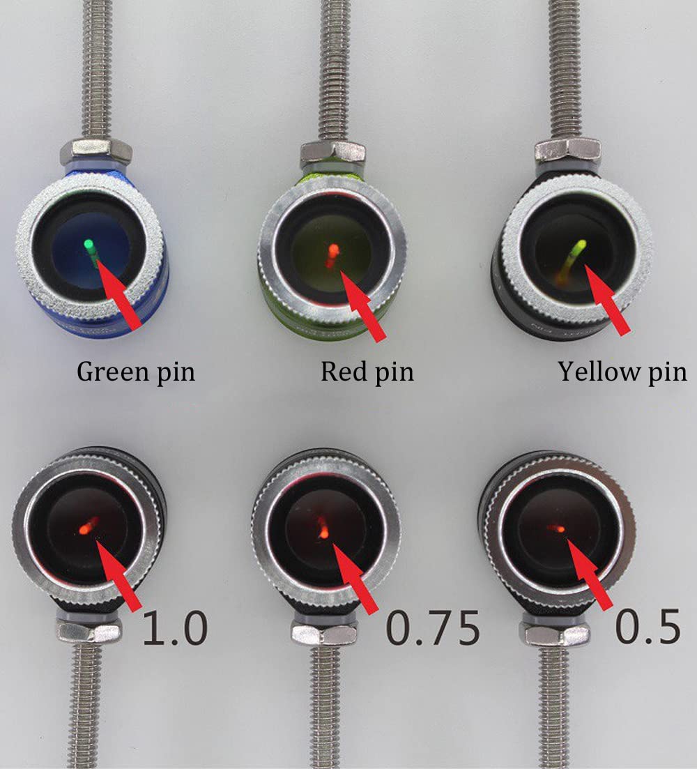Archery Recurve Bow Sight Scope Sight Pin with 0.5/0.75/1.0 Optical Fiber Arrow Aluminum Sight for Hunting Bow Accessory (Green, 0.5)