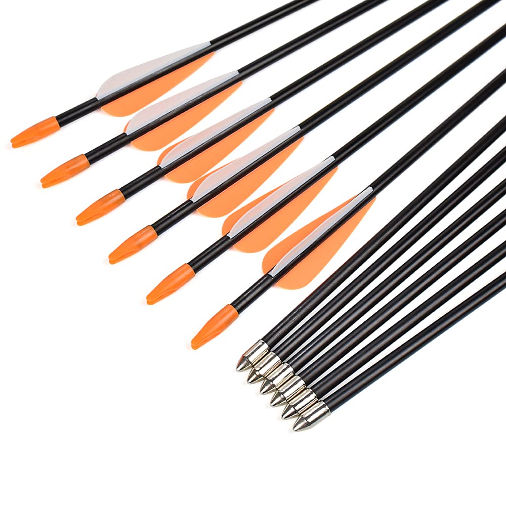 Archery Practice Fiberglass Arrows 28 Inch Target Shooting Safetyglass Recurve Bows Suitable for Youth Children Woman Beginner 6PCS