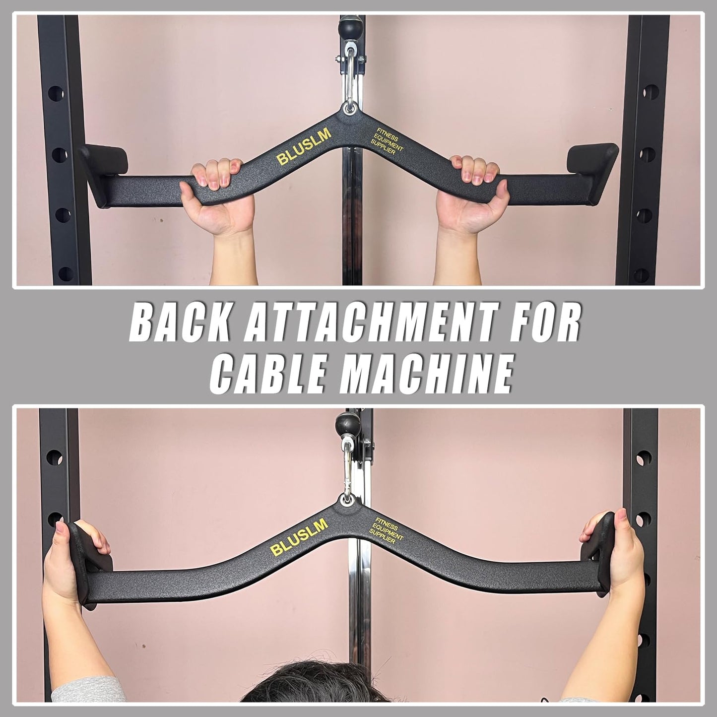 BLUSLM LAT Pull Down Bar for Cable Machine, LAT Pulldown Attachments T Bar V Bar Cable Attachment, Back Tricep Bar Strength Training Handle (BL4PLUS)
