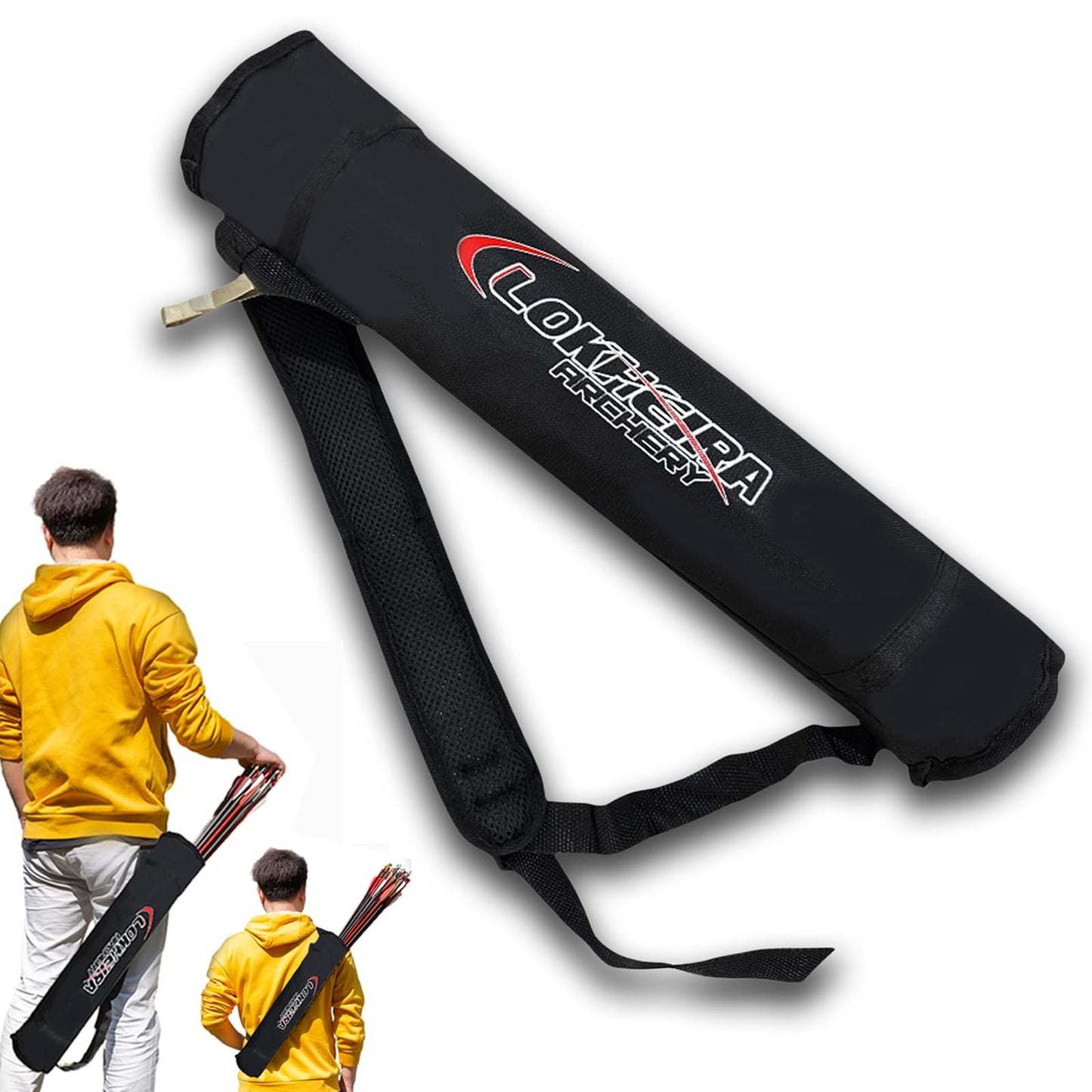 Arrow Quiver, Archery Lightweight Back Arrow Quiver Dual Use Foldable Compact Hip Arrows Bag for Recurve Bow Compound Target Practice Nylon Arrow Bag(Black)