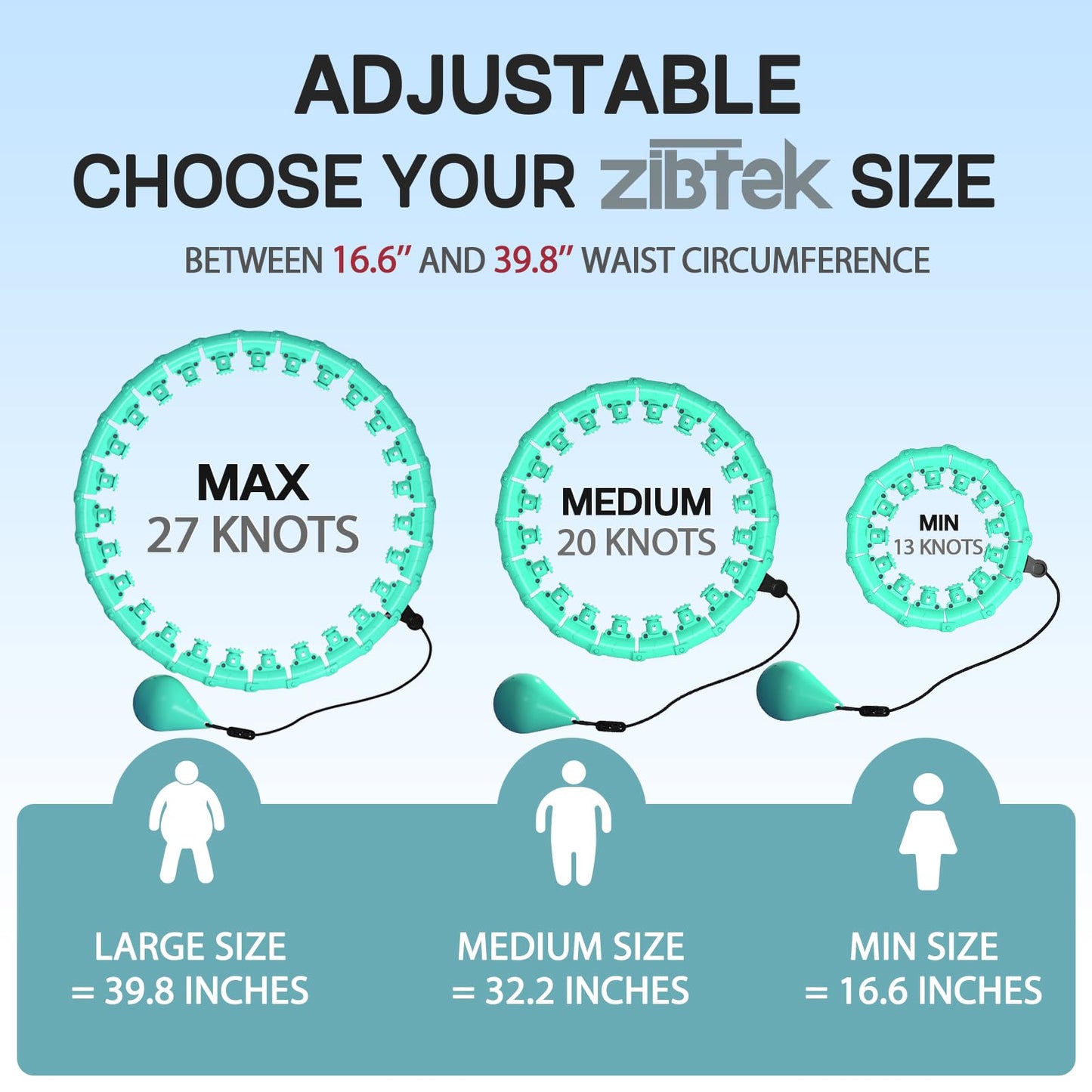 ZIBTREK Weighted Infinity Fitness Hoop for Adult Weight Loss, 2 in 1 Smart Fitness Workout Hula Circle Hoops with 27 Detachable Knots, Exercise Fit Hoop Suitable for Women and Beginners