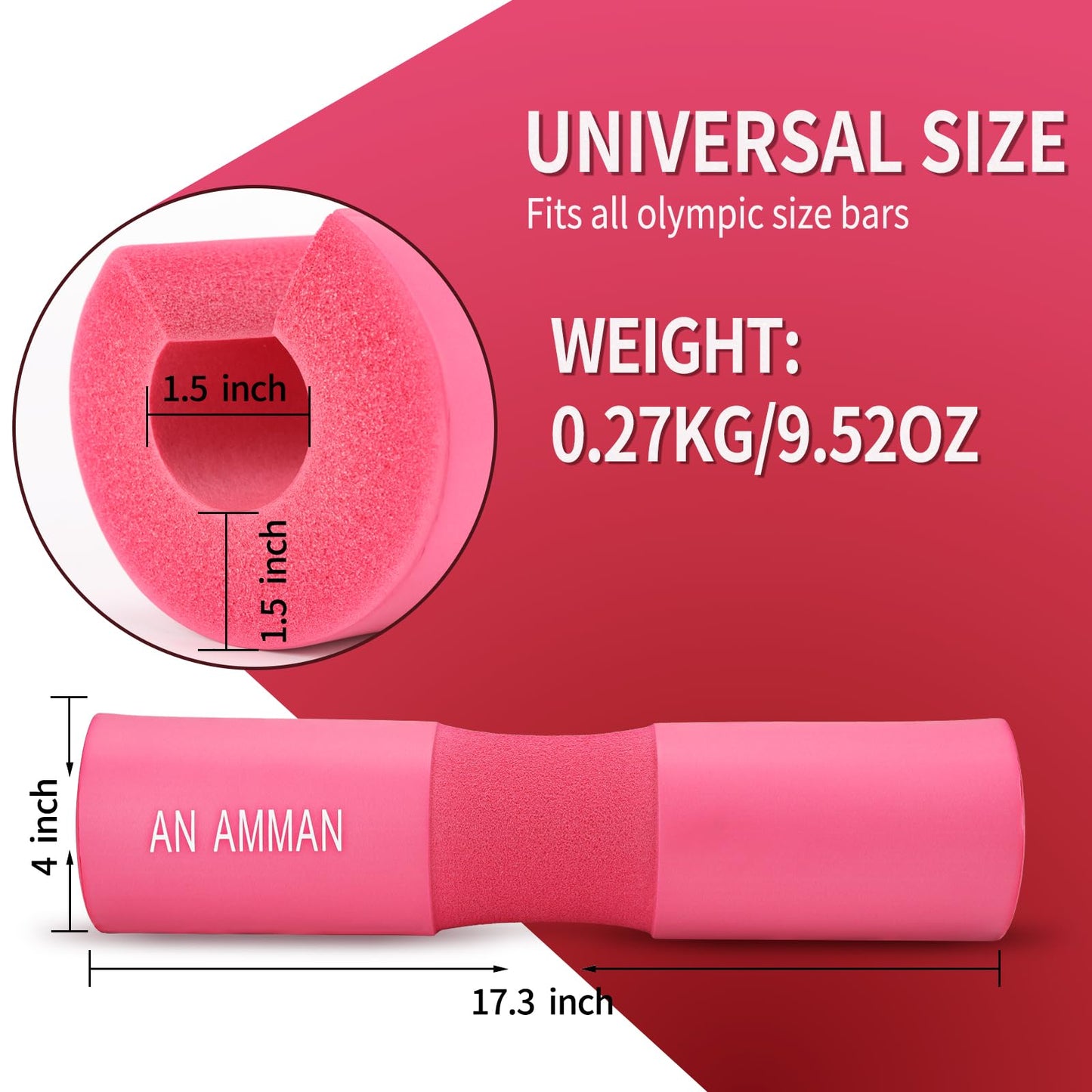AN AMMAN Barbell Pad Perfect for Squat, Hip Thrust - Relieves Neck and Shoulder Pain Thick Foam Cushion - Gym Workout Smith Machine Thruster Weightlifting Purple Marble Pattern AM001PT