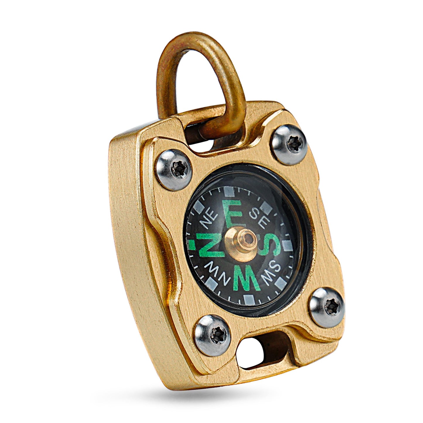 Mecarmy Mini Compass Titanium/Brass, Pocket Compass Hiking Survival, Small Waterproof Ipx5 Hiking Compass Keychain, Special Compass Necklace, Survival Hiking Gear Graduation Present for Women Men