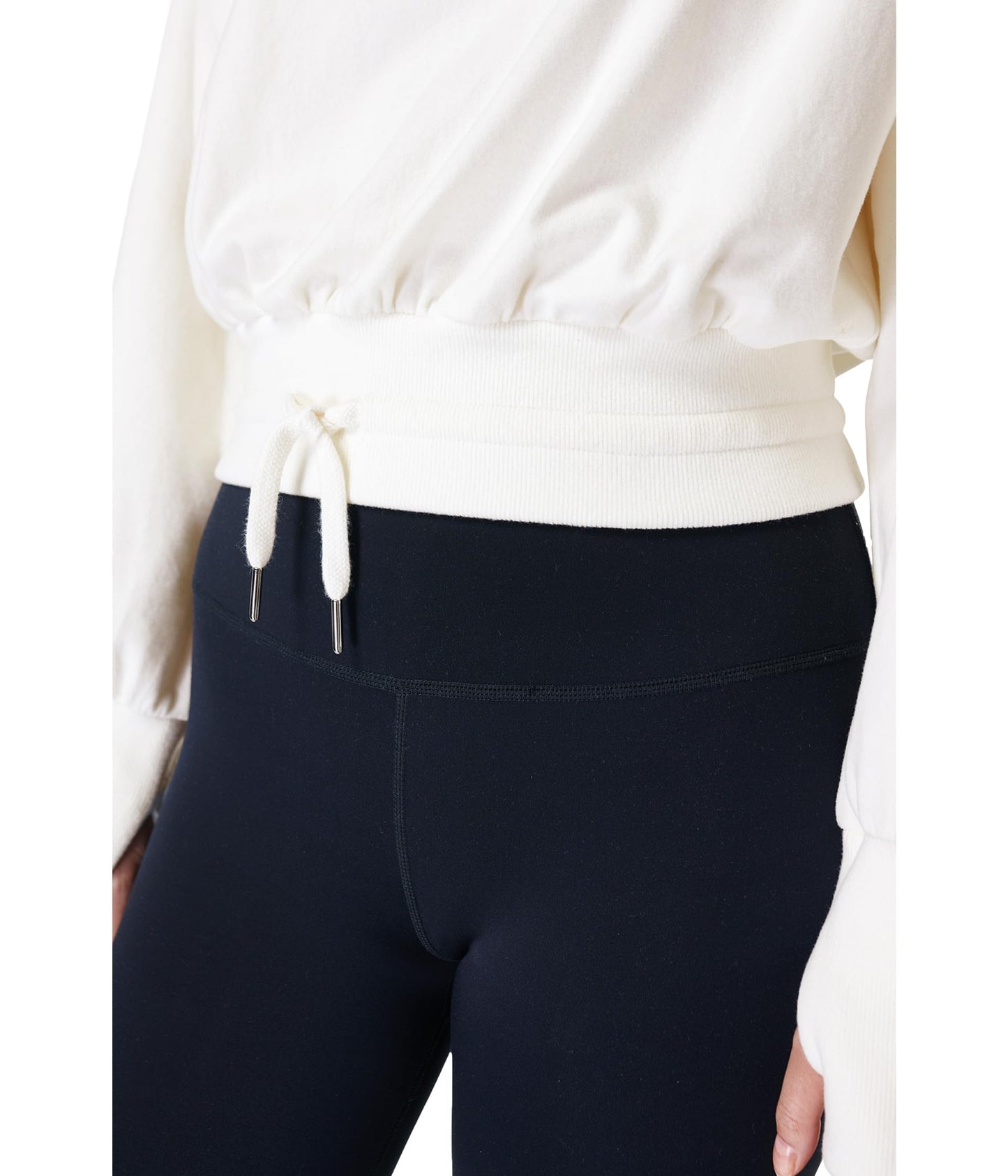 Sweaty Betty Melody Luxe Fleece Turtleneck Pullover Sweatshirt Lily White