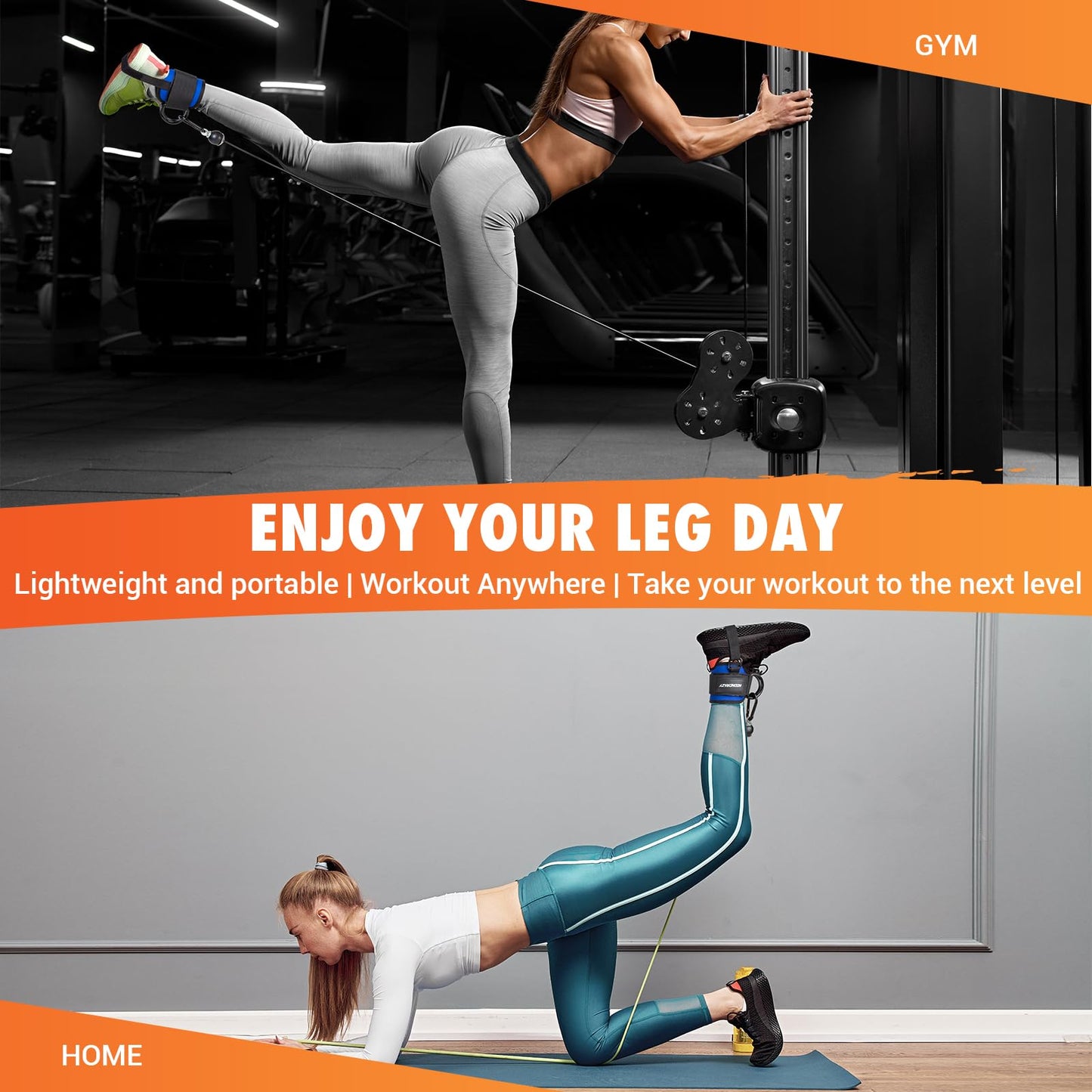 Ankle Strap for Cable Machine Women, Adjustable Gym Cable Ankle Straps for Kickbacks, Glute Workouts, Leg Extensions, Curls, Booty Hip Abductors, Ankle Cuff for Cable Machine Accessories(Blue)