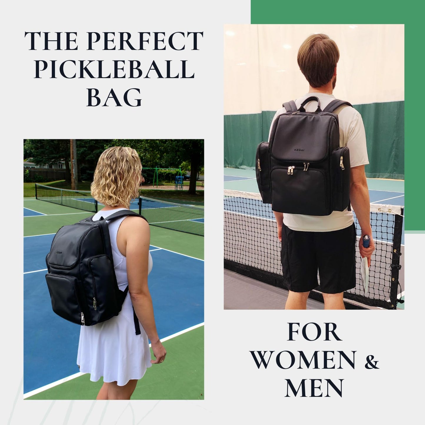 AZORI Pickleball Bag | Stylish Pickle Ball Backpack for Women and Men | Paddle Pocket | Pickleball Storage