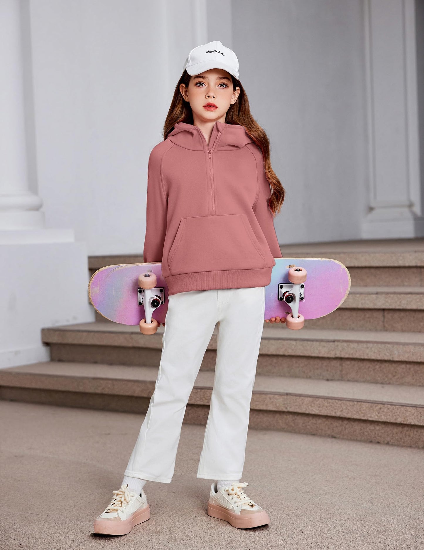 Arshiner Girls Sweatshirt Half Zip Hoodie Fleece Pullover Sweatshirts for Teen Girls Red Sweatshirt Girls Fall Winter Clothes Girls Hoodies Size 6