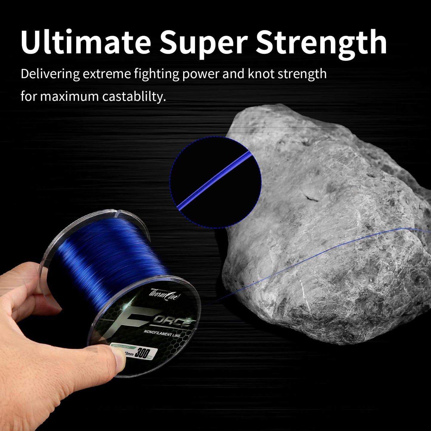 ThornsLine Force Monofilament Fishing Line - Superior Mono Leader Materials - Exceptional Strength Nylon Fishing line 2-100lb, Abrasion Resistant Mono Line