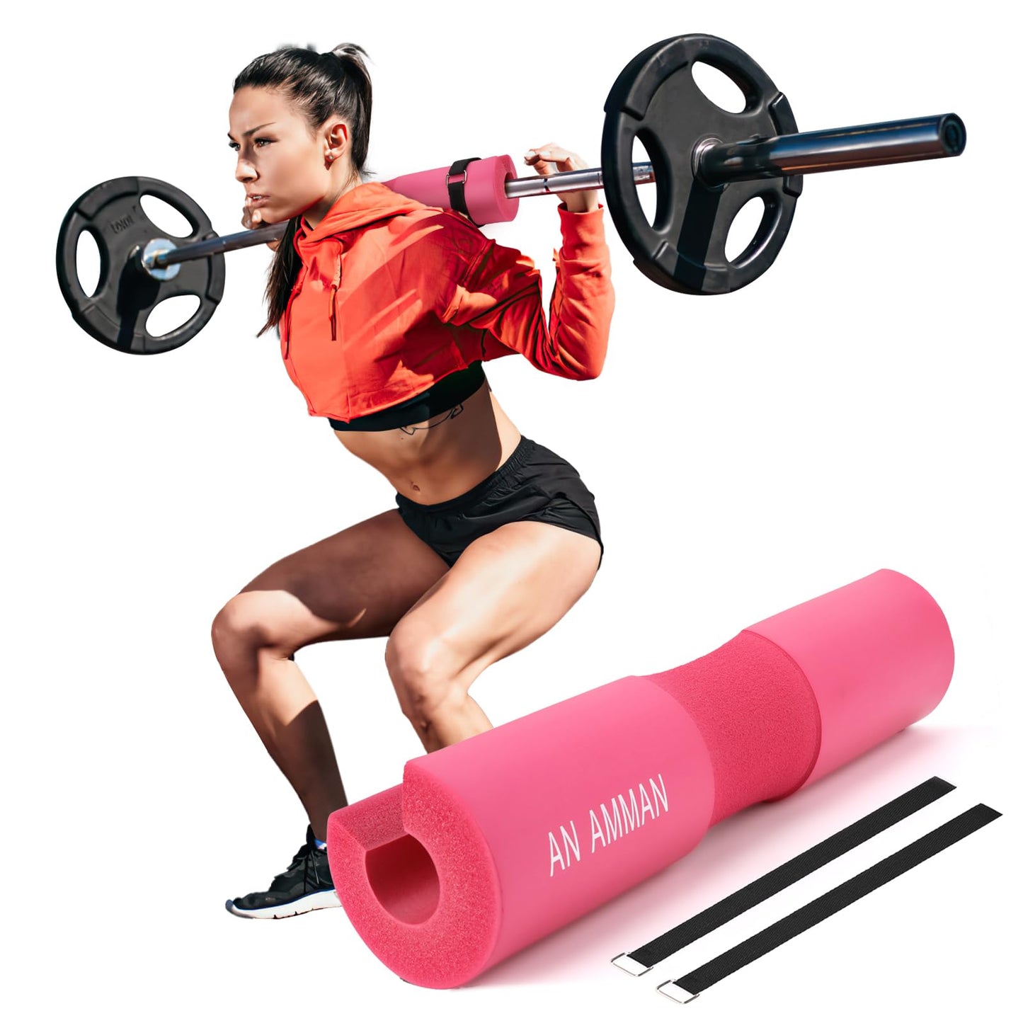 AN AMMAN Barbell Pad Perfect for Squat, Hip Thrust - Relieves Neck and Shoulder Pain Thick Foam Cushion - Gym Workout Smith Machine Thruster Weightlifting Purple Marble Pattern AM001PT