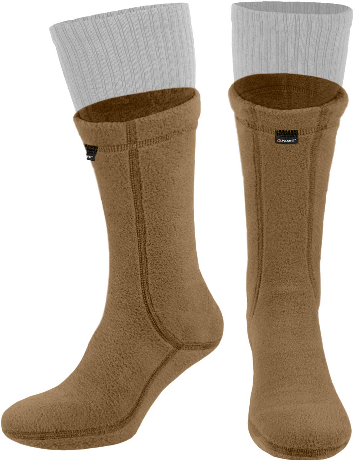281Z Hiking Warm 8 inch Boot Liner Socks - Military Tactical Outdoor Sport - Polartec Fleece Winter Socks (Medium, Coyote Brown)
