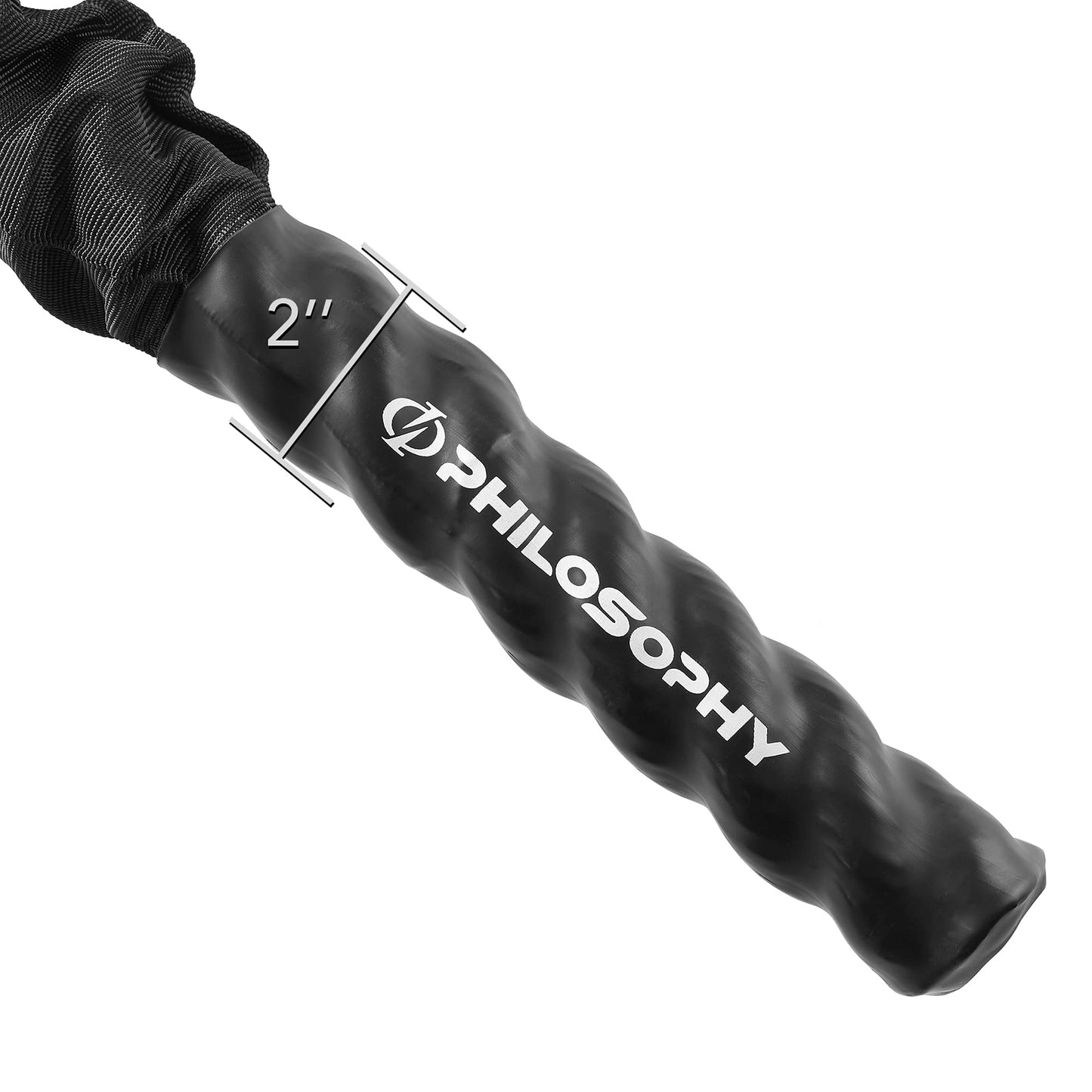 Philosophy Gym 50 Foot Exercise Battle Rope 2 Inch Diameter with Cover and Anchor Kit
