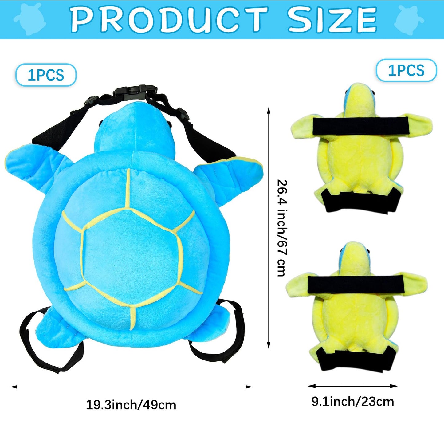 Junkin 3 Pcs Turtle Butt Pads for Snowboarding Ski Protective Gear Set Cute Turtle 3D Hip Protectors for Skating Tortoise Cushion Padded Turtle Knee Pad for Kid Adult Skiing Roller Protection (Blue)
