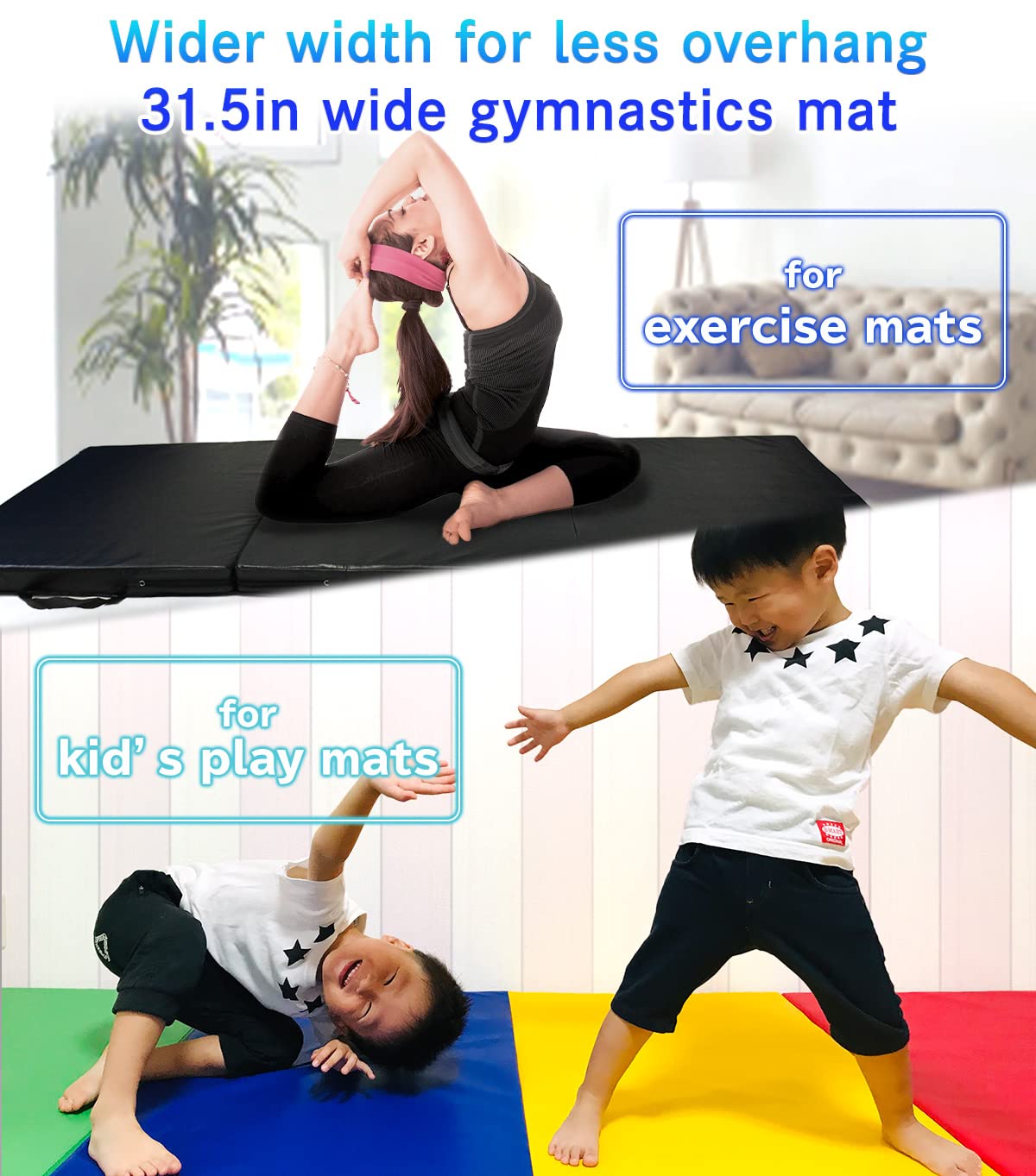 KaRaDaStyle Gymnastics Mat 3-Folding Stretch Mats 71"x31"x2" Exercise Muscle Training Children Play Horizontal Bar Mat Yoga Sports Soundproof Home Use (Pink/3-fold)