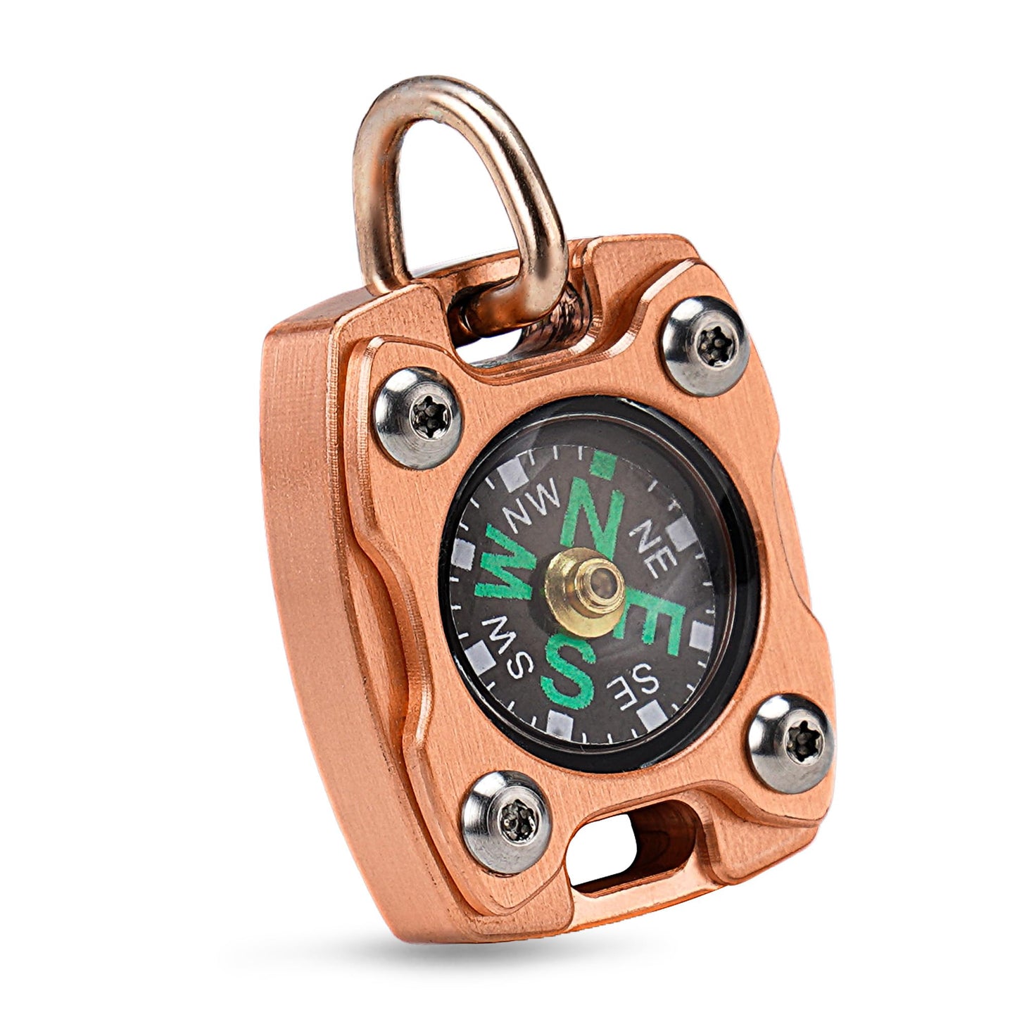 Mecarmy Mini Compass Titanium/Brass, Pocket Compass Hiking Survival, Small Waterproof Ipx5 Hiking Compass Keychain, Special Compass Necklace, Survival Hiking Gear Graduation Present for Women Men