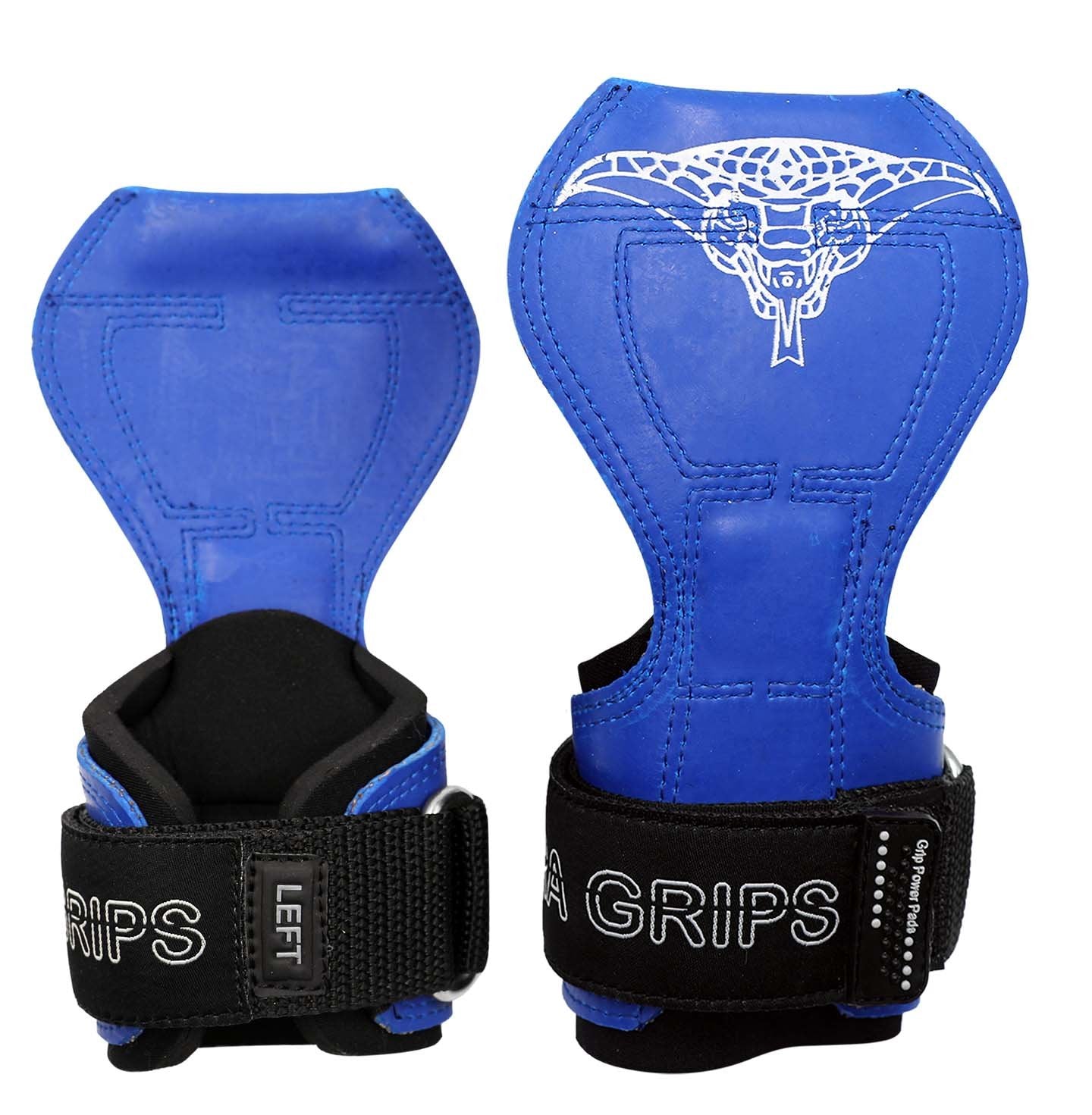 Cobra Grips PRO Weight Lifting Gloves Heavy Duty Straps Alternative Power Lifting Hooks Best for Deadlifts Adjustable Neoprene Padded Wrist Wraps Support Bodybuilding (FIT Blue Rubber)