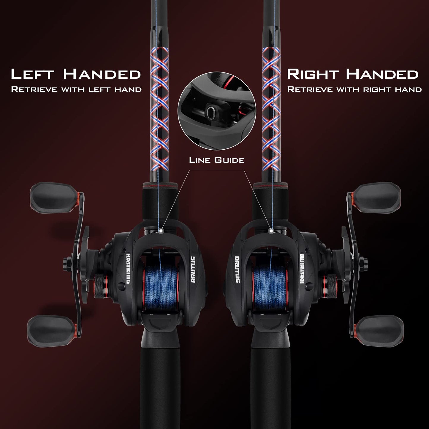 KastKing Brutus Baitcasting Fishing Reel, Graphite Frame, 7.2:1 Gear Ratio, 5+1 Shielded Stainless-Steel Ball Bearings,10 Button Magnetic Braking System, 17.6LB Carbon Fiber Drag, Left Hand