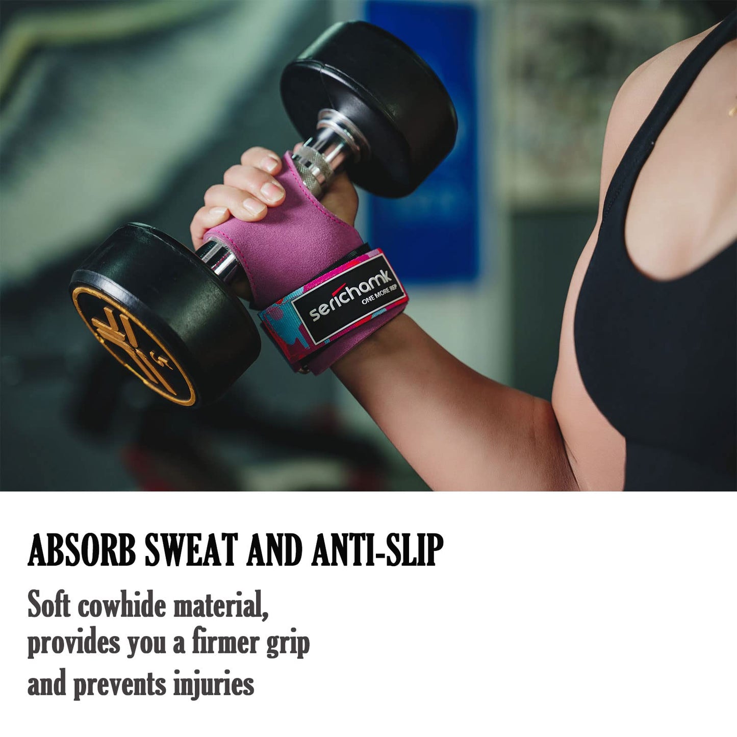 Wrist Wraps for Weightlifting Women with Cushion Wrist Loop Leather Wrist Straps for Weightlifting Deadlift Straps for Powerlifting Bodybuilding Gym Straps Workout Purple