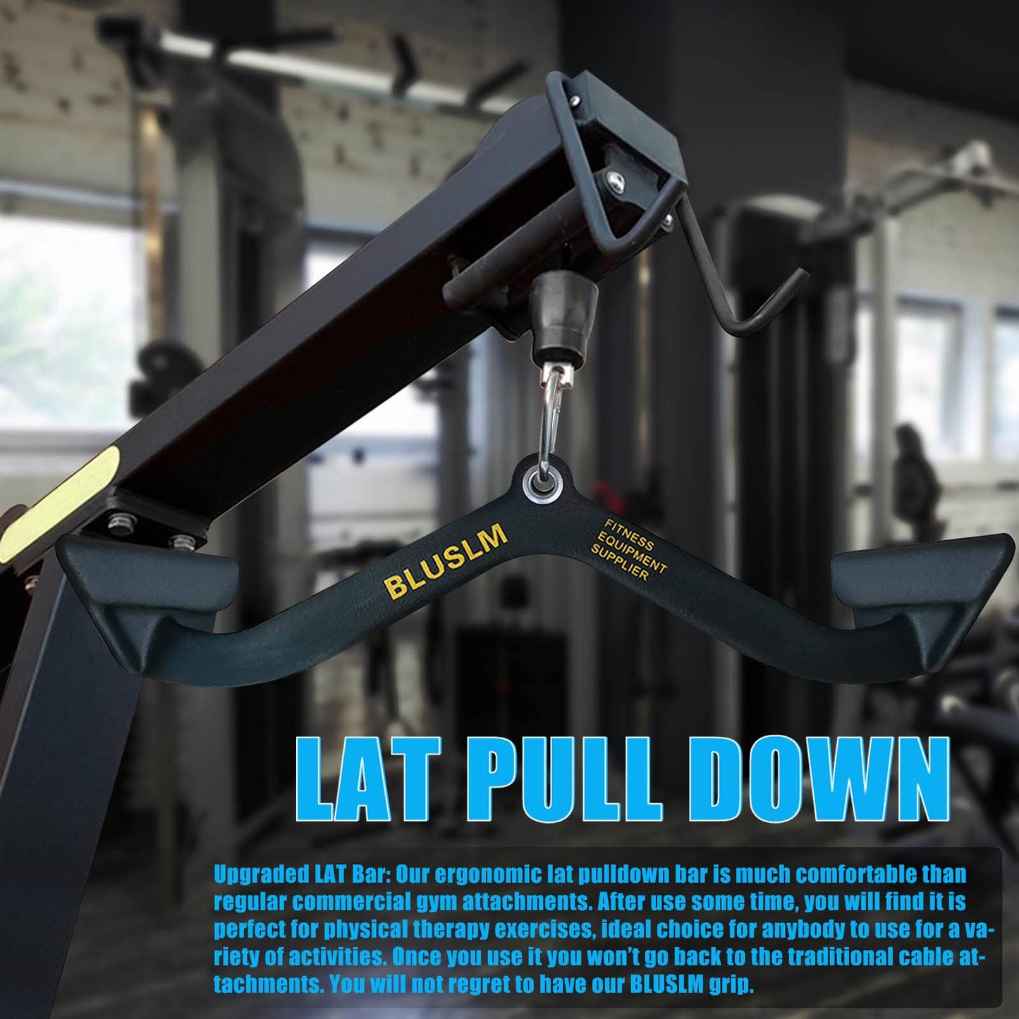 Lat Pull Down Bar for Cable Machine, Lat Pulldown Attachments T Bar V Bar Cable Attachment, Back Tricep Bar Strength Training Handle (BL06)
