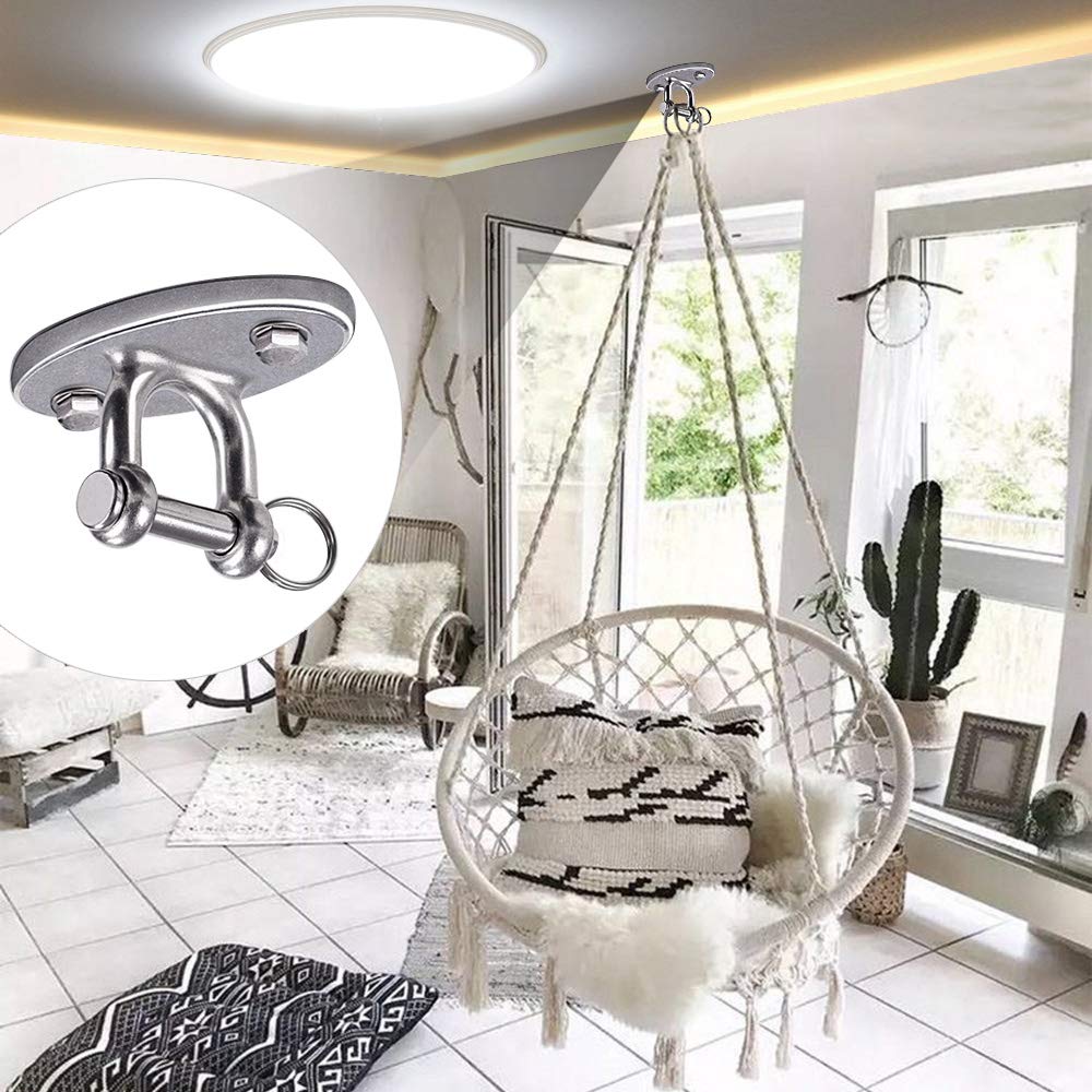 BeneLabel Wall Ceiling Mounts for Suspension Training - Heavy Duty Stainless Steel Brackets for Yoga Swing, Hammock, Resistance Band, Battle Rope - Indoor & Outdoor Use - Set of 2 with Screws