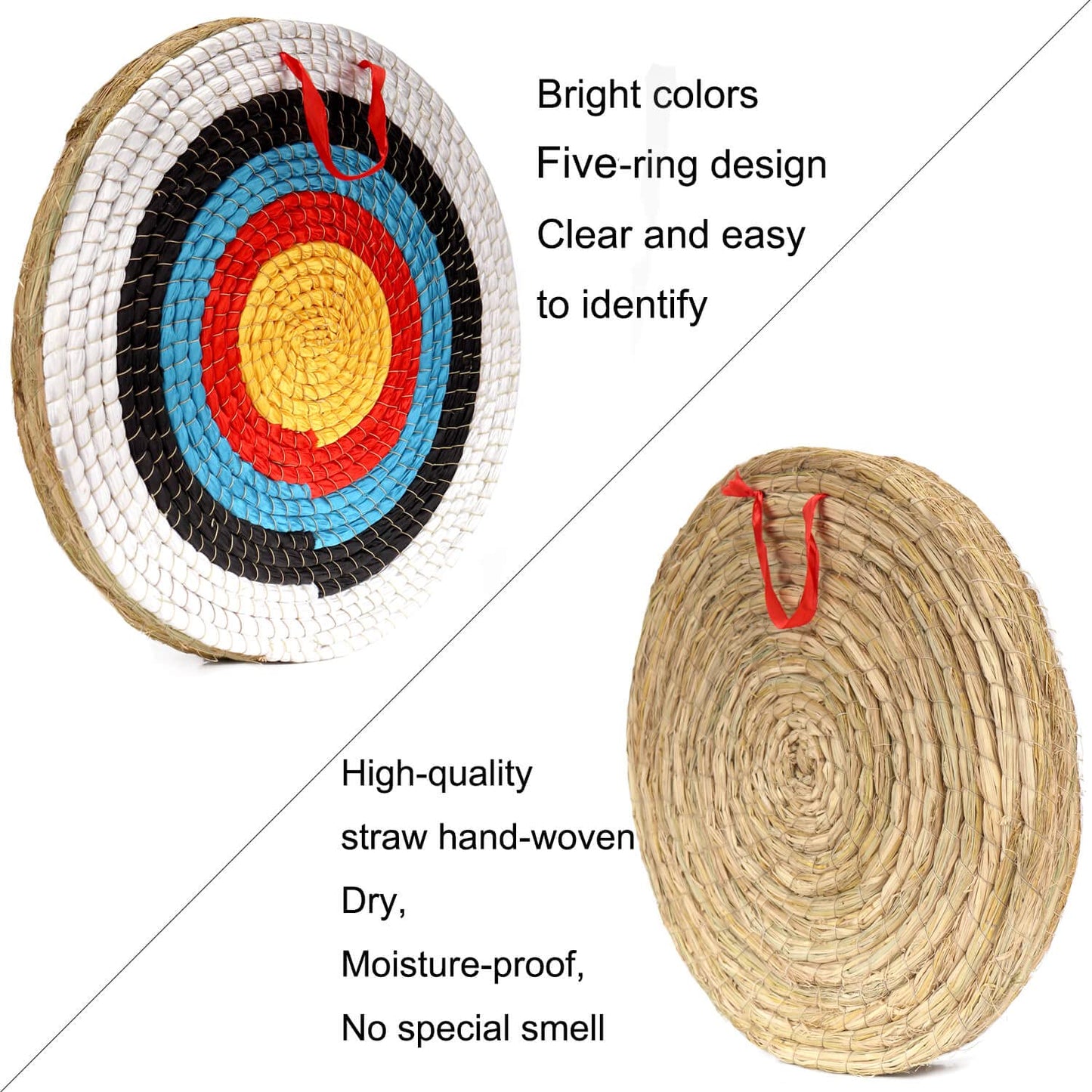 DOSTYLE Archery Targets Traditional Solid Straw Round Archery Target Shooting Bow Coloured Rope Target Face Three Layer for Shooting Practice