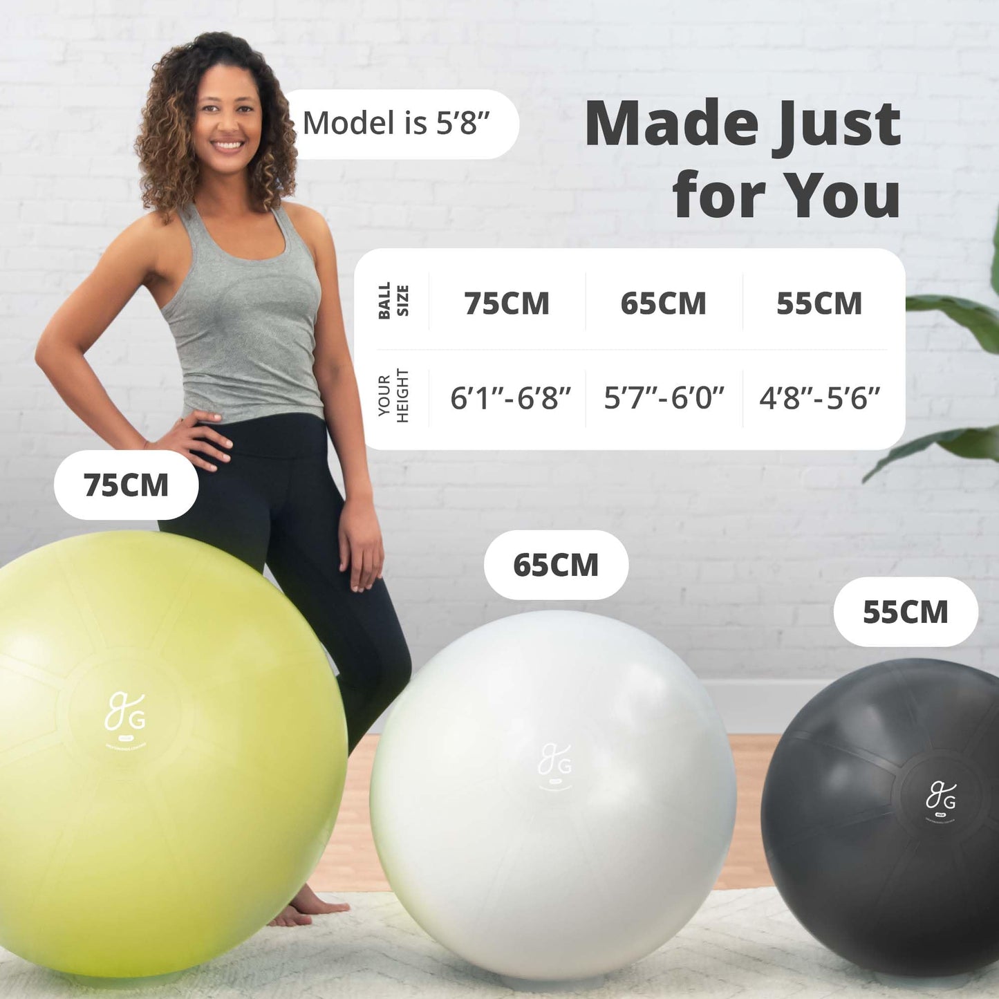 Greater Goods Exercise Ball - Yoga Ball for Working Out, Balance, Stability, and Pregnancy, Jet Black, 55cm