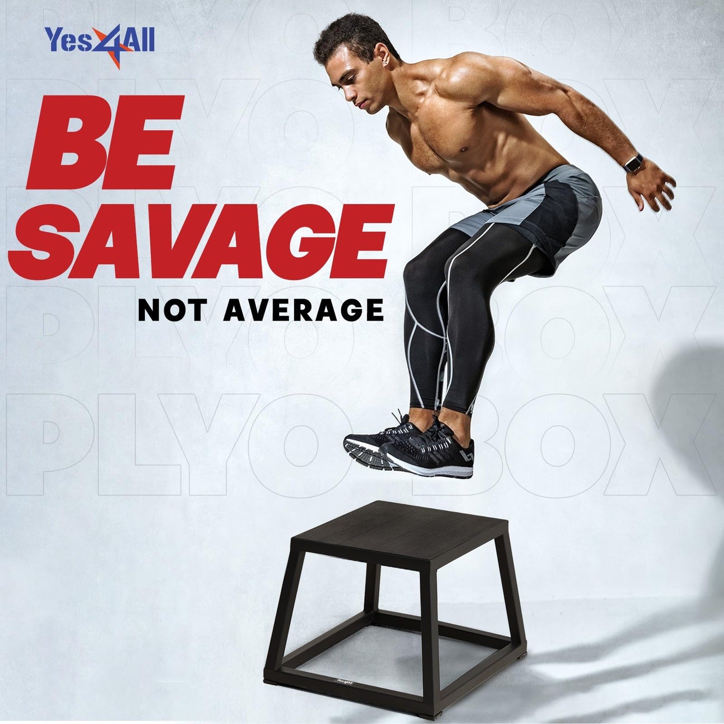 Yes4All Metal Plyo Box, Steel Plyometric Box - Sturdy, Anti-Slip, and Perfect for Home Gym Workouts - 12in