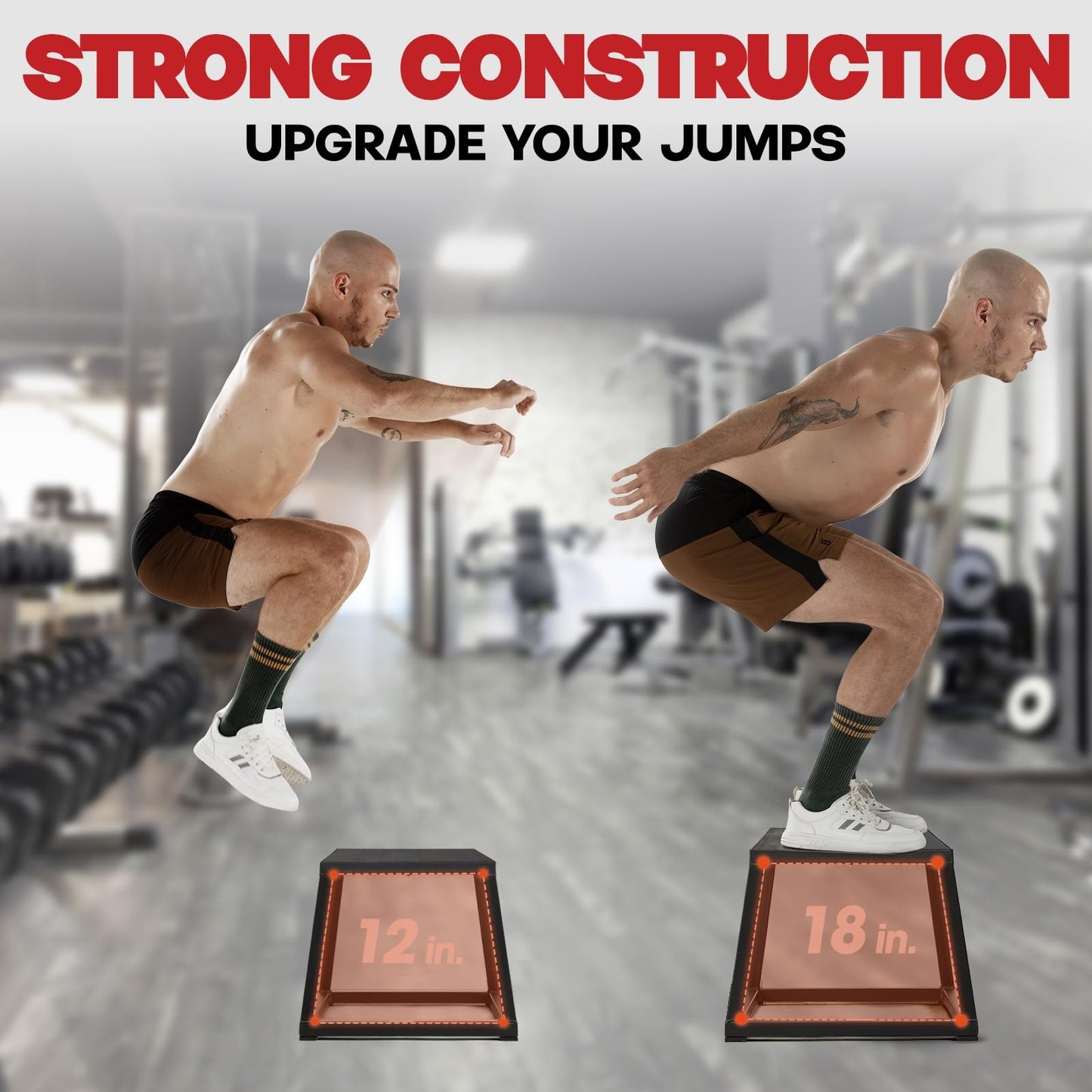 Yes4All Metal Plyo Box, Steel Plyometric Box - Sturdy, Anti-Slip, and Perfect for Home Gym Workouts - 12in
