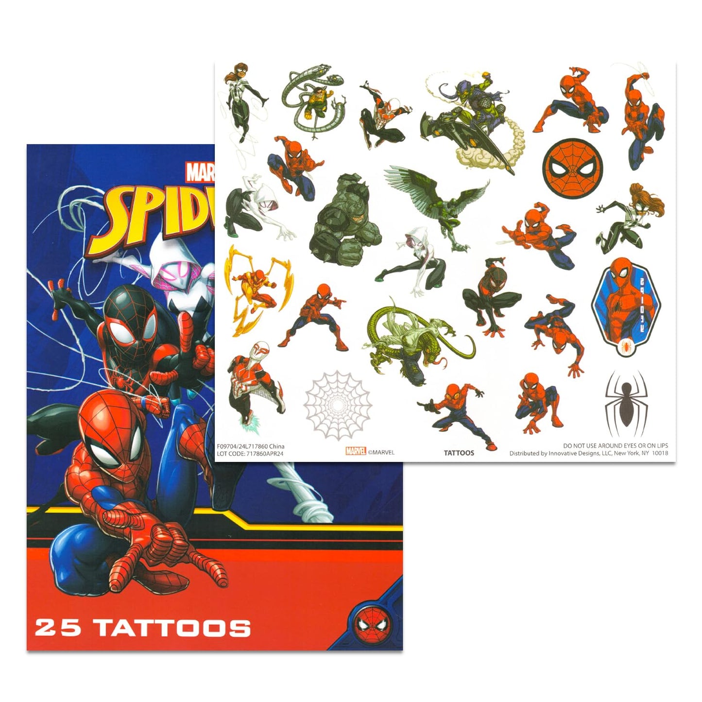 Marvel Spiderman Temporary Tattoos Party Favor Set (150 Spider-Man Temporary Tattoos)
