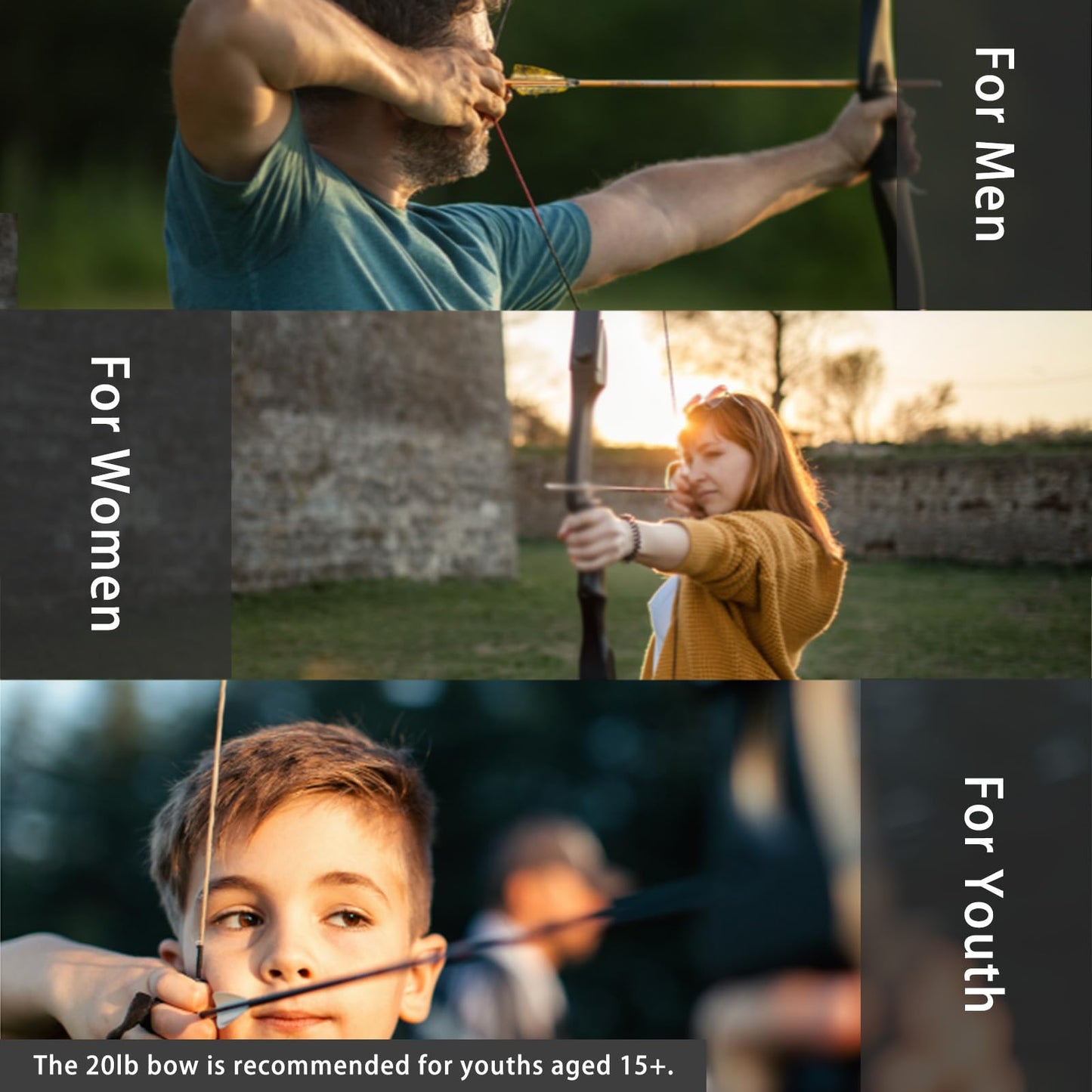 SOPOGER Archery Bow and Arrow Adult - Takedown Recurve Bows for Adults Youth Beginner 20lbs 30lbs Left and Right Handed Outdoor Target Practice Hunting (30 LBS)