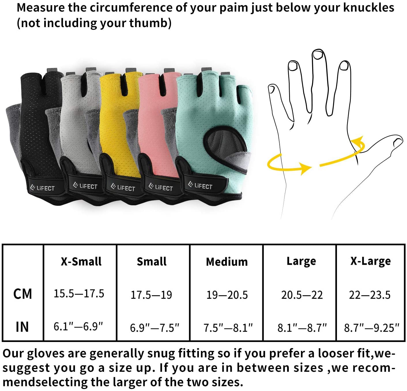 LIFECT Freedom Workout Gloves, Knuckle Weight Lifting Shorty Fingerless Gloves with Curved Open Back, for Powerlifting, Gym, Women and Men (Black, X-Small)