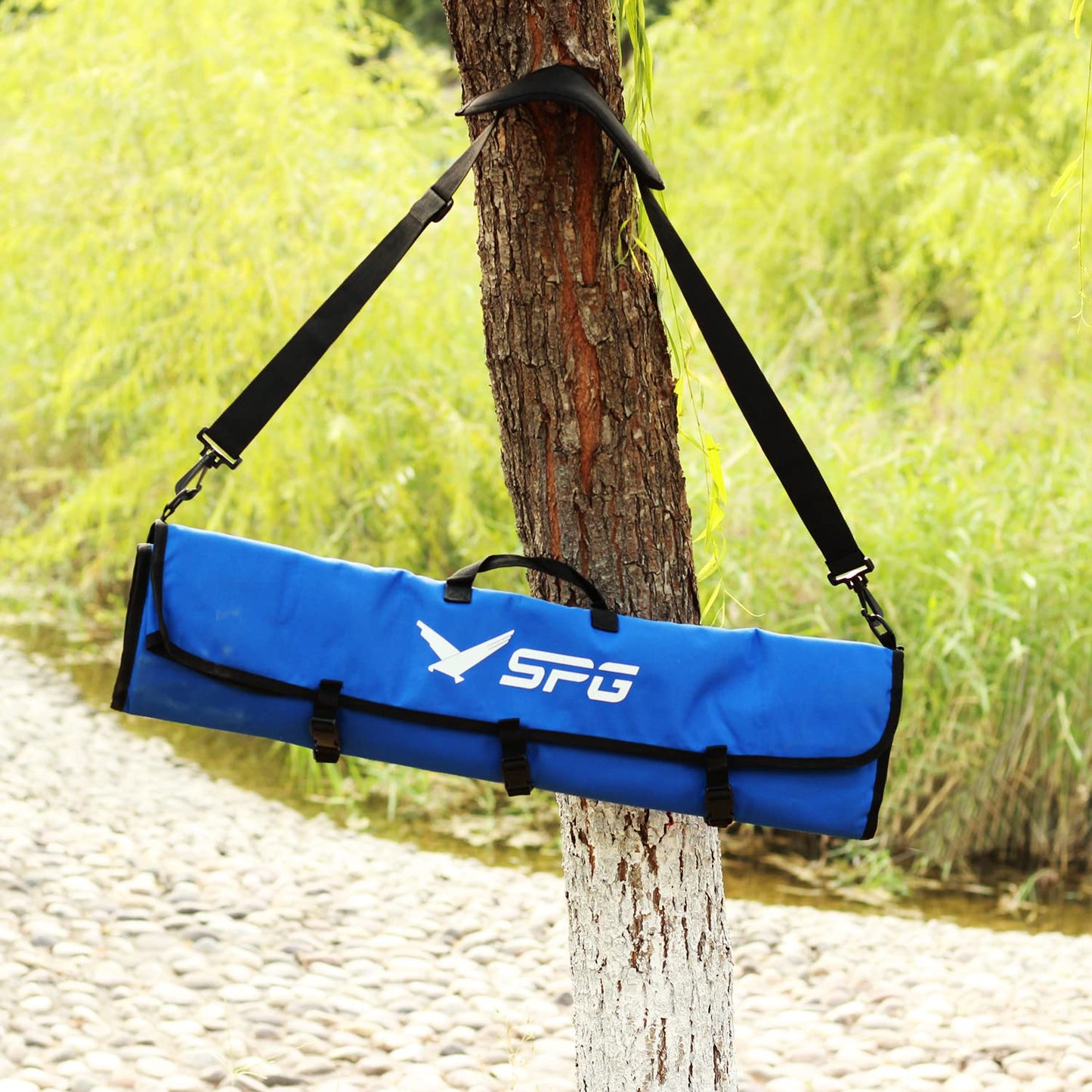 FENJANER Archery Recurve Bow Accessories Bag Takedown Bow Case with Adjustable Shoulder Strap for Hunting Shooting (Blue)