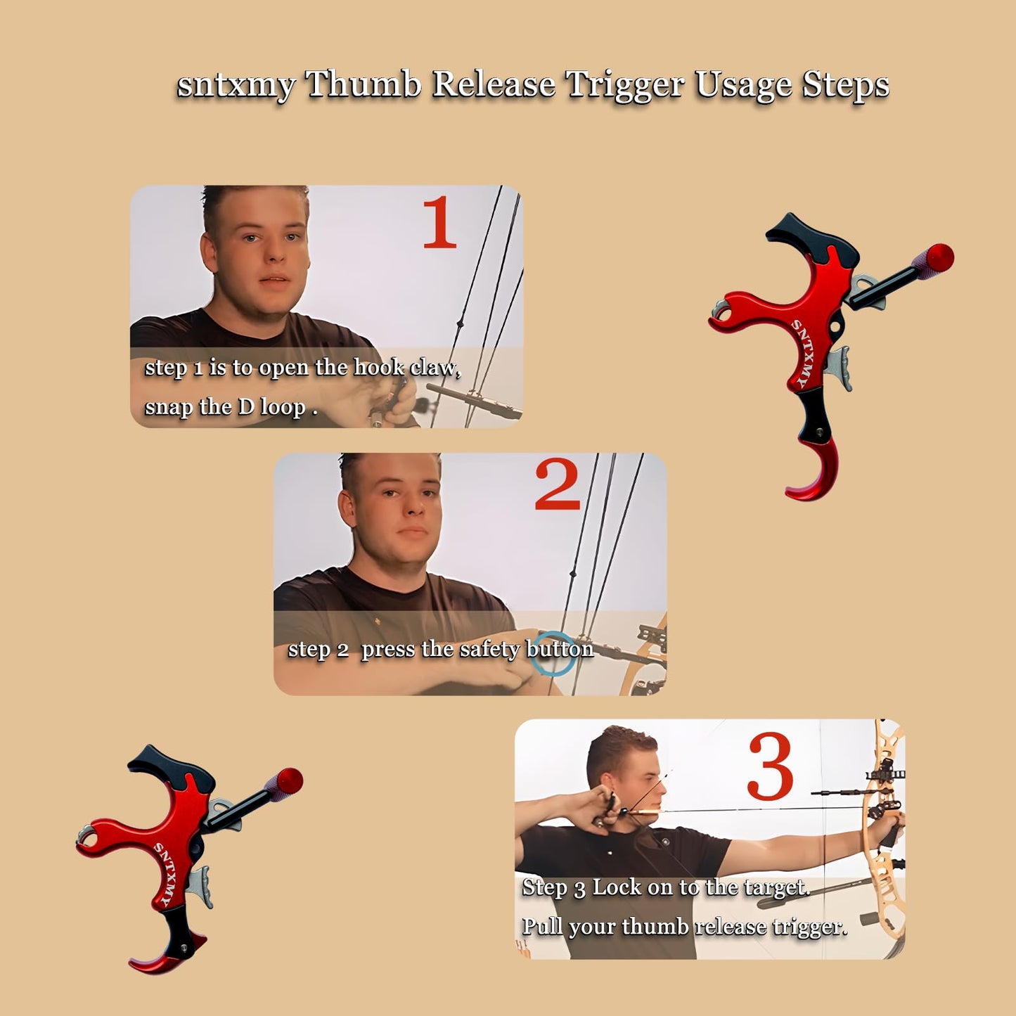 sntxmy Bow Release for Compound Bow, Archery Release Trigger, Compound Bow Release, Thumb Release.