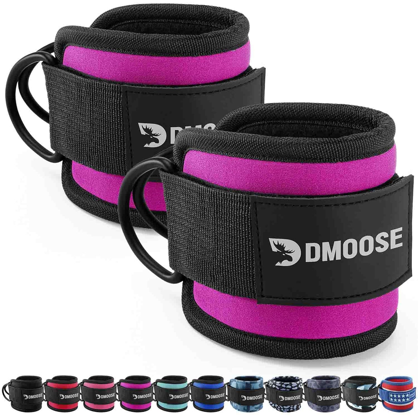 DMoose gym ankle straps - One Size Fit with Premium Padding, cable machine ankle straps, ankle clips for cable machine, Booty Workouts, Leg Extension, Hip Abductors
